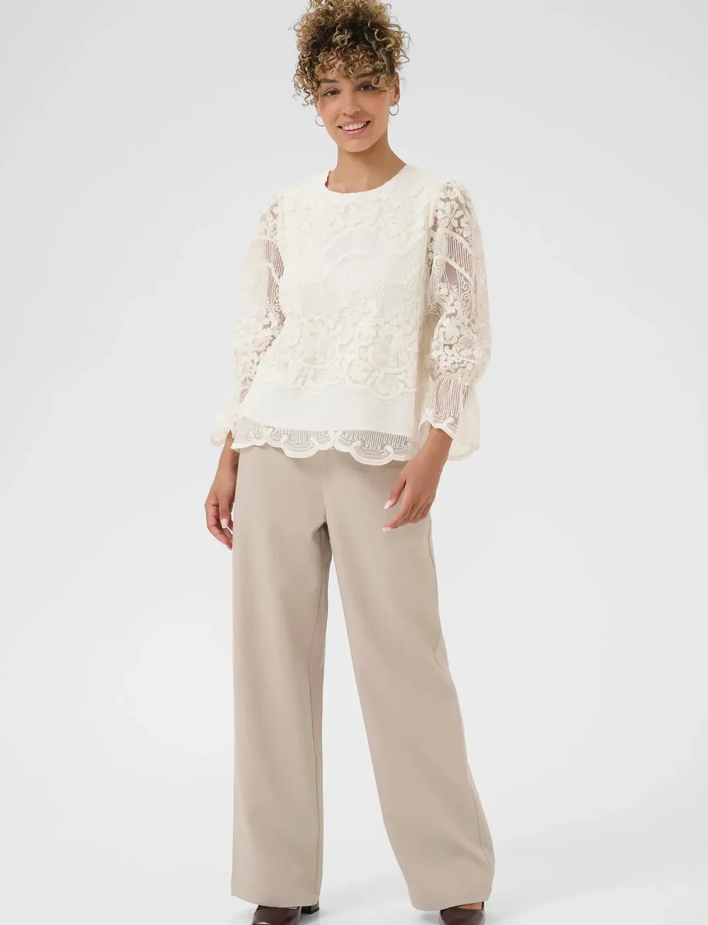 Cream - CRSanne Blouse - blouses met lange mouwen - whisper white - 3