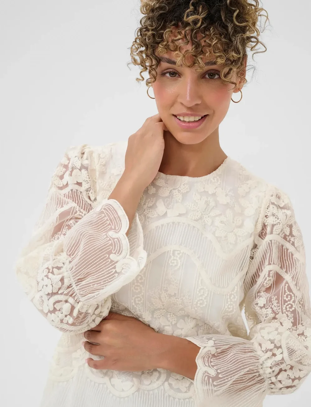 Cream - CRSanne Blouse - blouses met lange mouwen - whisper white - 5