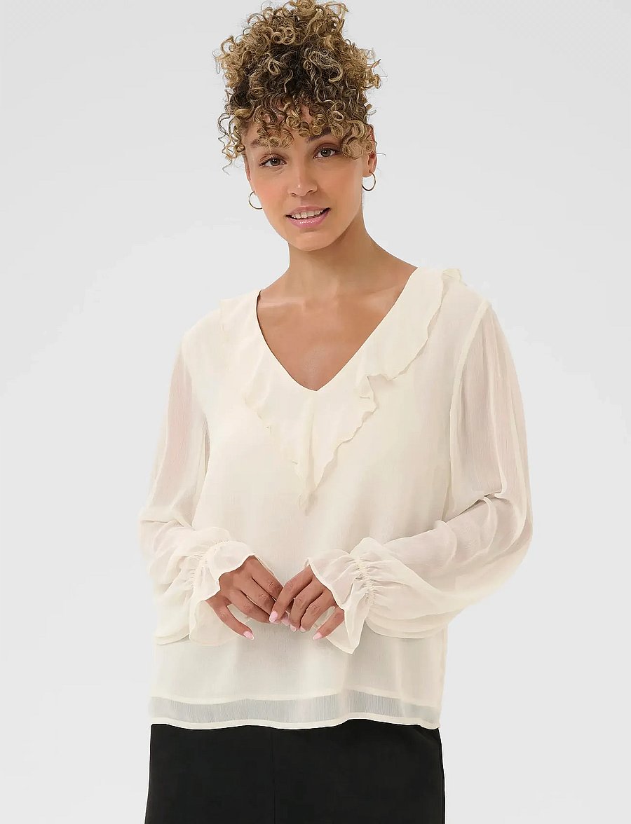 Cream - CRFlake Blouse - langärmelige blusen - whisper white - 0