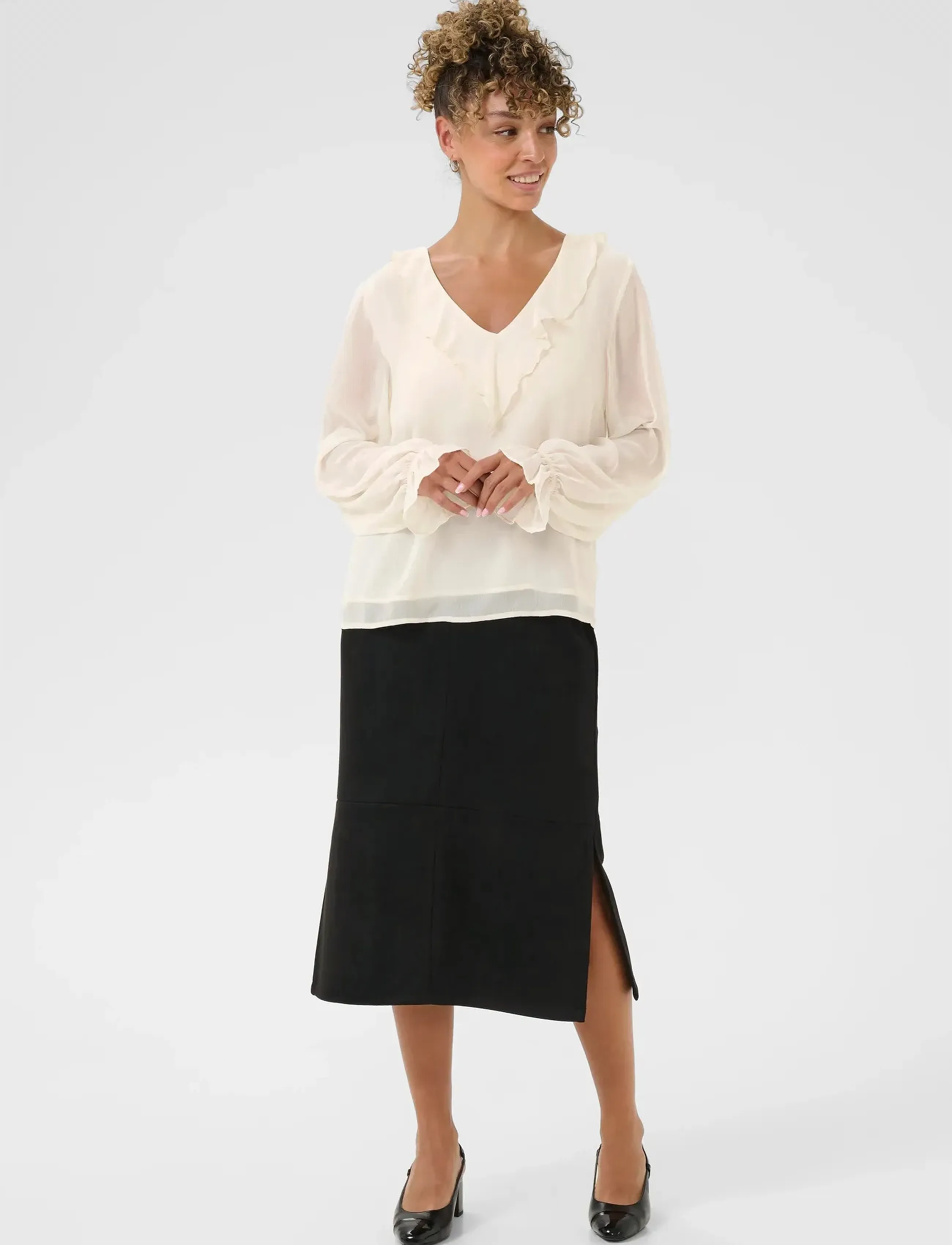 Cream - CRFlake Blouse - langärmlige blusen - whisper white - 3