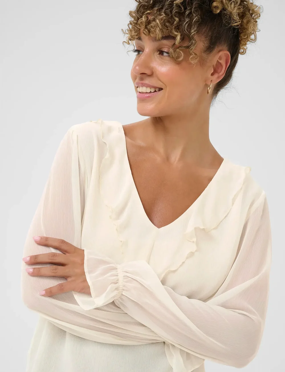 Cream - CRFlake Blouse - langærmede bluser - whisper white - 5