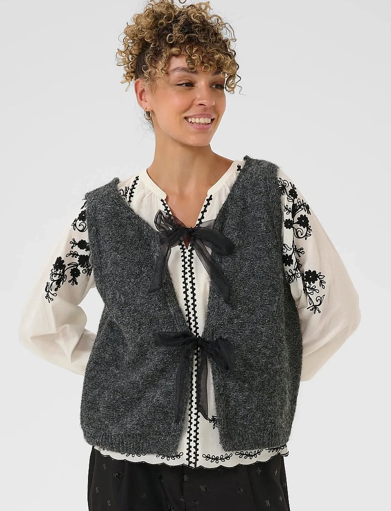 Cream - CRBulp Knit Vest - gestrickte westen - dark grey melange - 0
