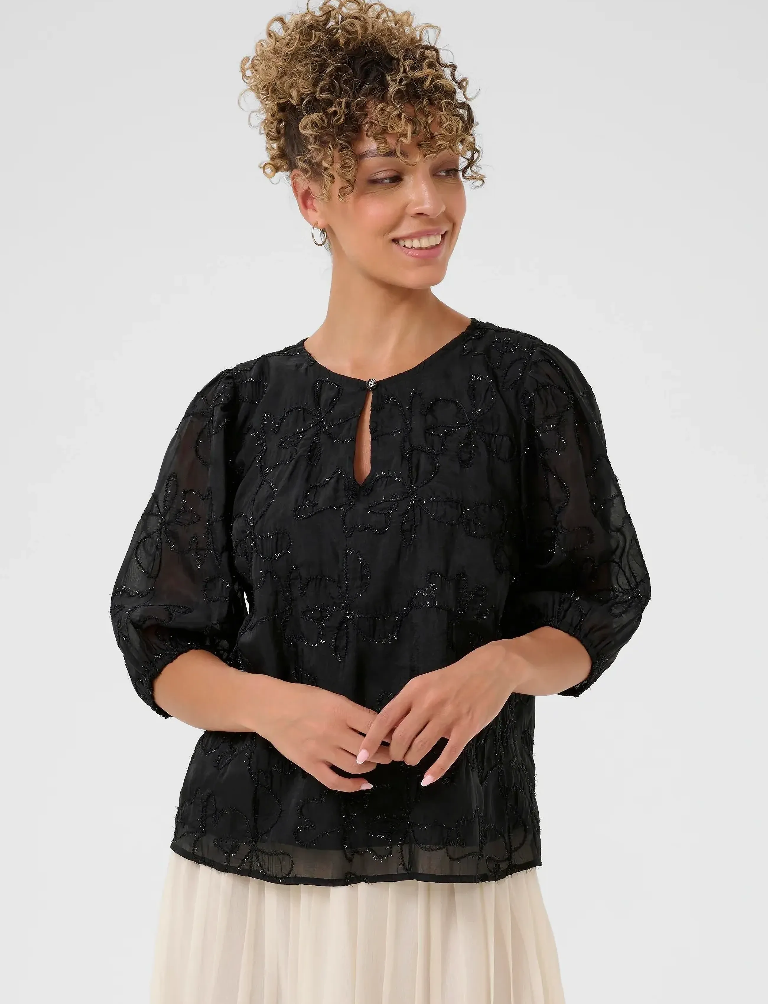 Cream Cringa Blouse, 34, Black, Bluser > Kortærmede, Dame