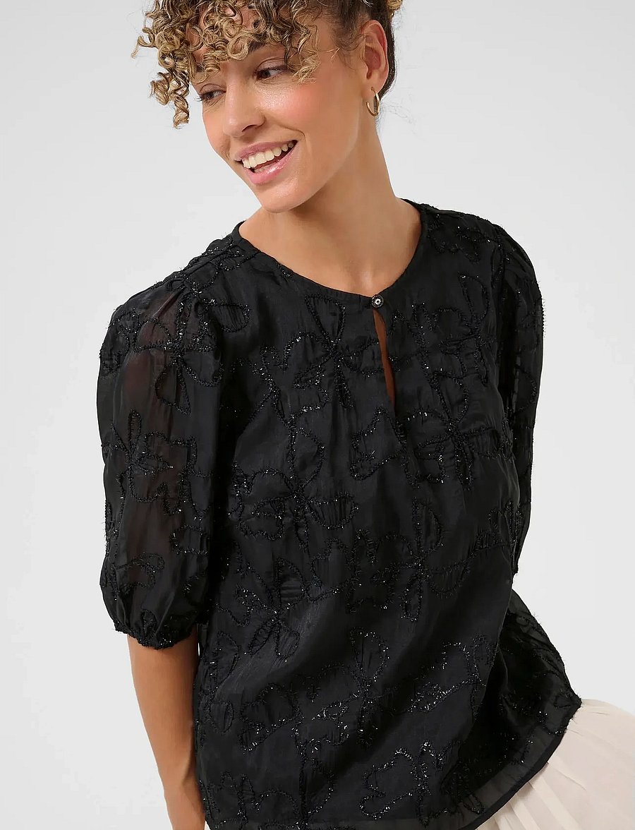 Cream - CRInga Blouse - lyhythihaiset puserot - pitch black - 5