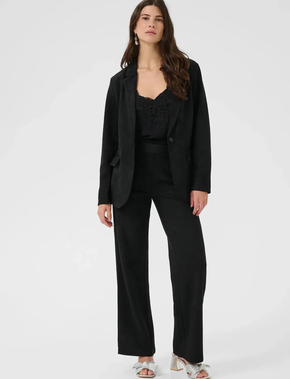 Cream - CRCanna Pant - laia säärega püksid - pitch black - 3