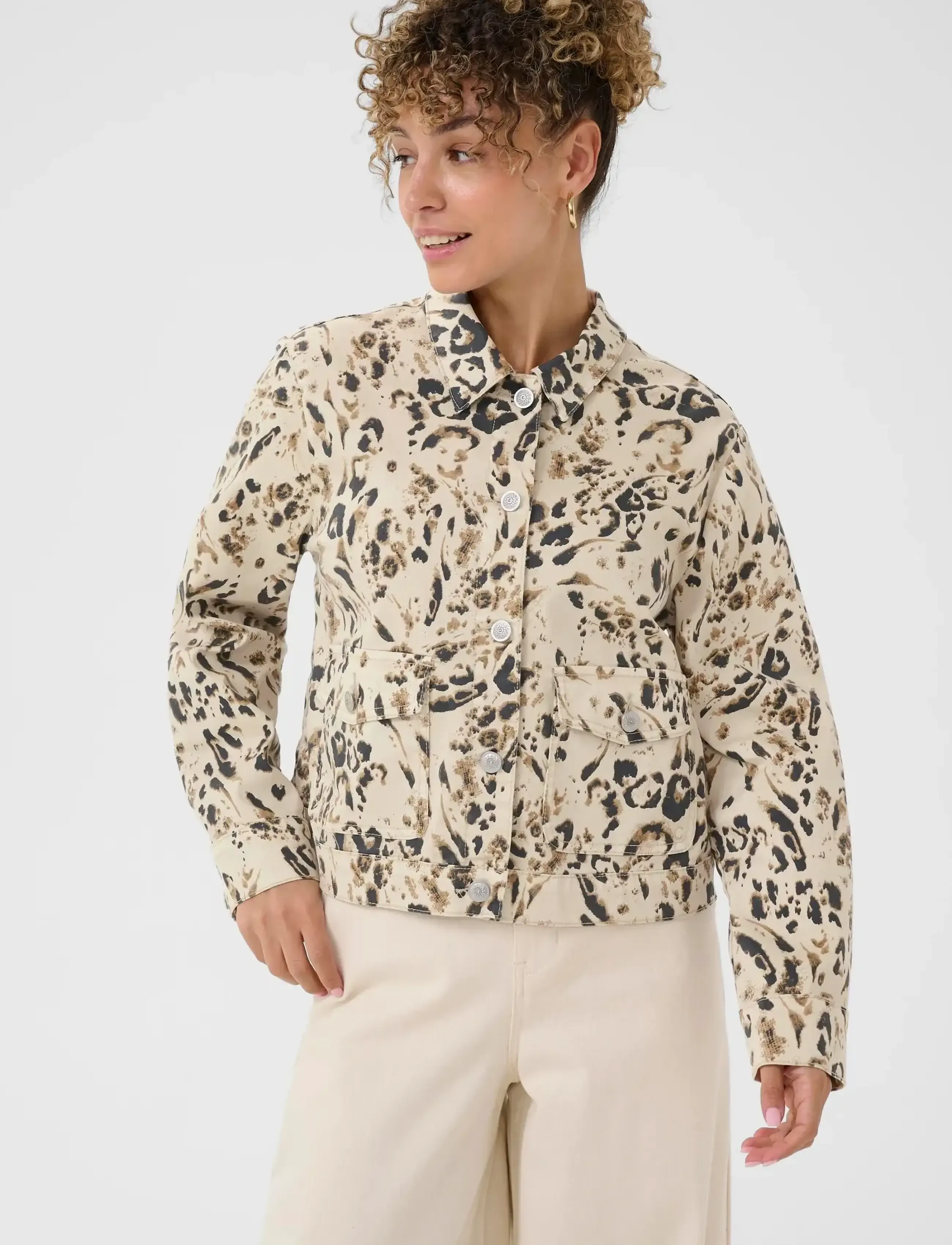Cream - CRSuara Jacket - pavasara jakas - oatmeal leopard - 2