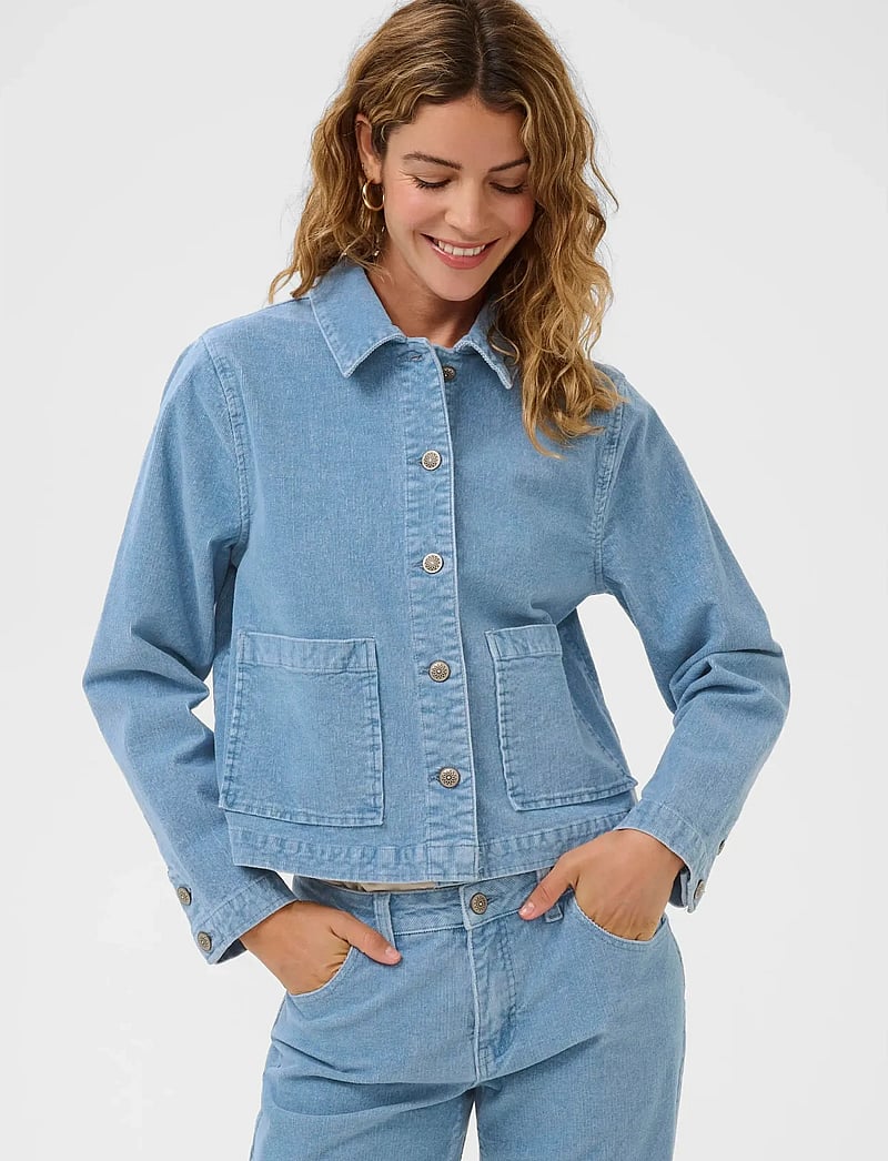 Cream - CRRafael Corduroy Jacket - vårjackor - light blue corduroy - 0