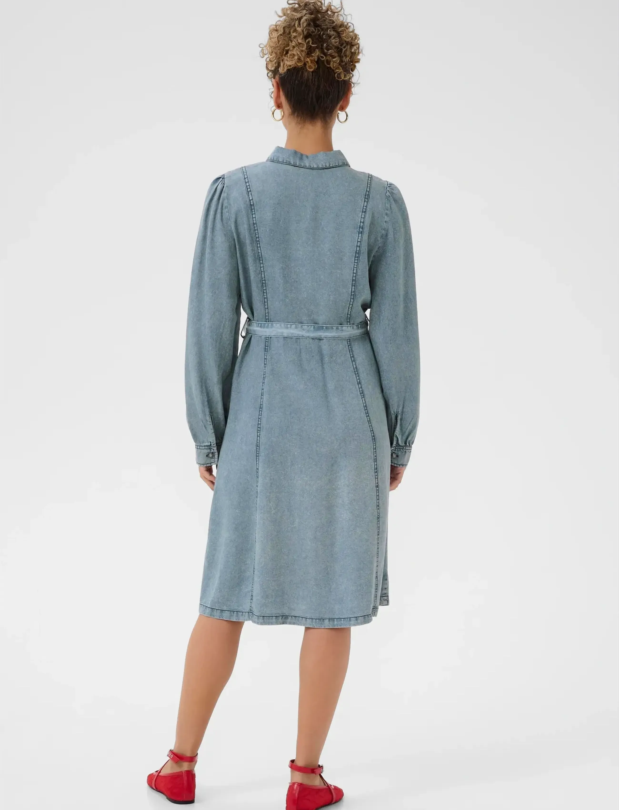 Cream - CREllie Denim Dress - skjortekjoler - seattle mid blu denim - 4