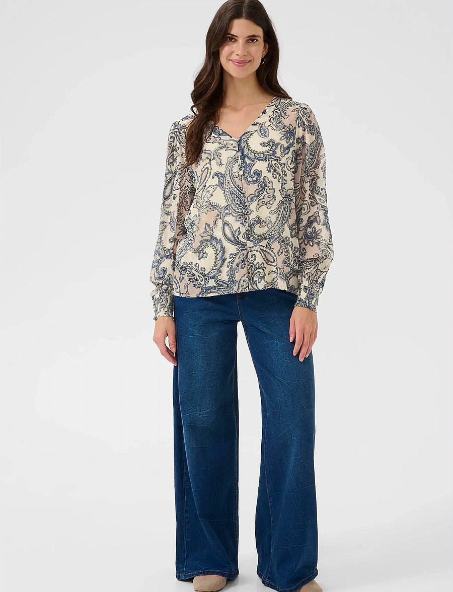 Cream - CRBea Blouse - long sleeved blouses - cafe paisley print - 3