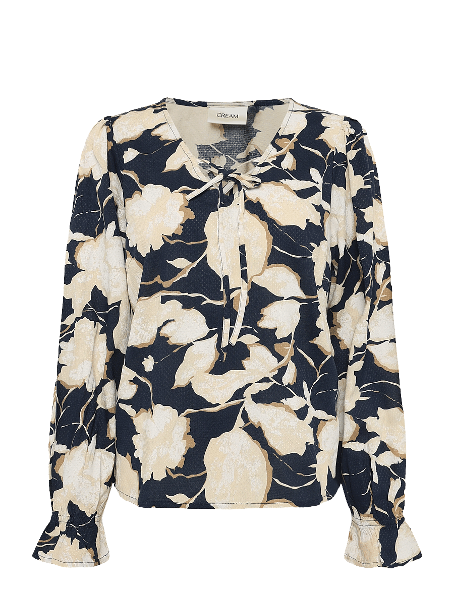 Cream - CRClaire Blouse - blūzes ar garām piedurknēm - navy flower print - 1
