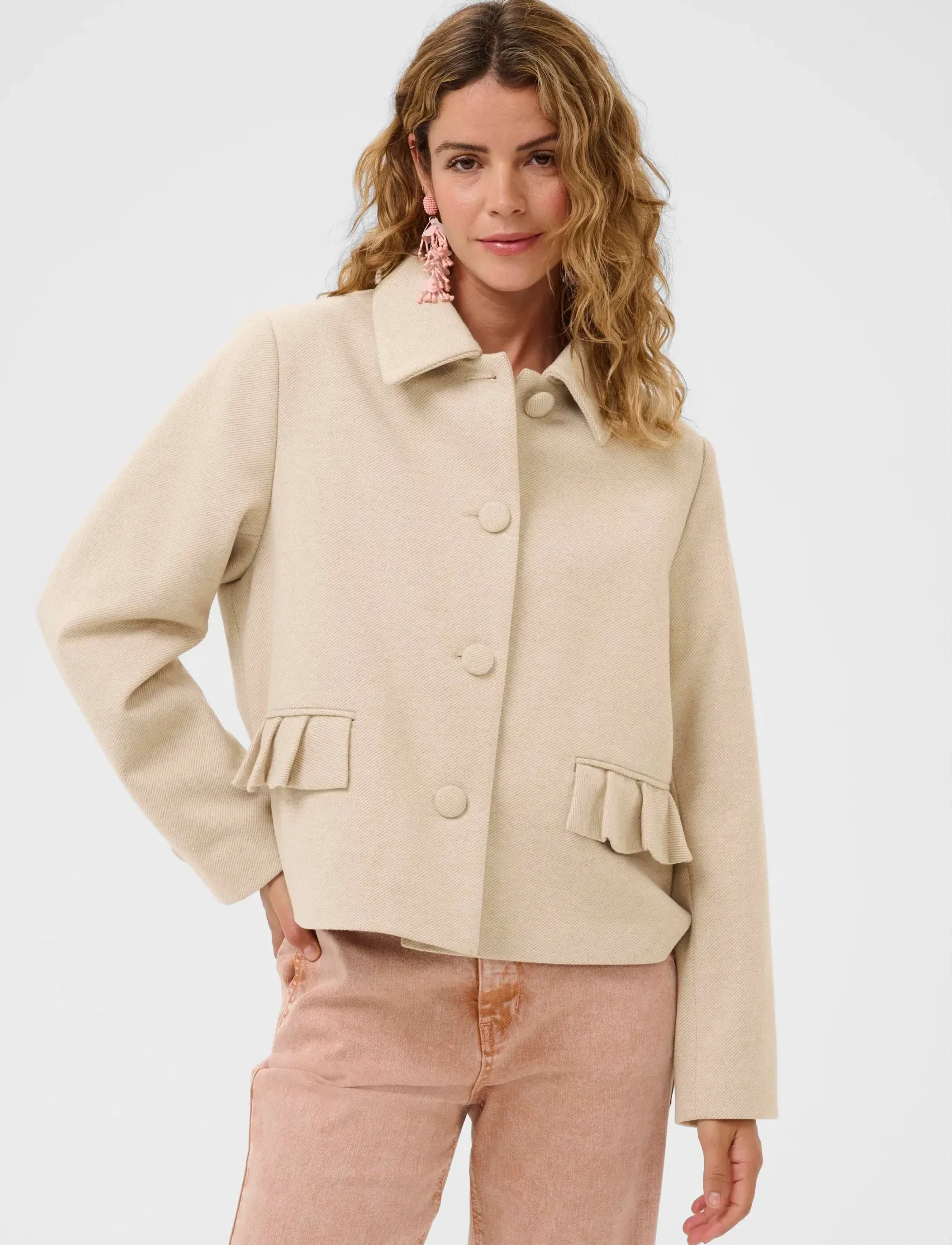 Cream CRCessie Short Coat - Cream - SAVANNAH TAN MELANGE / cream