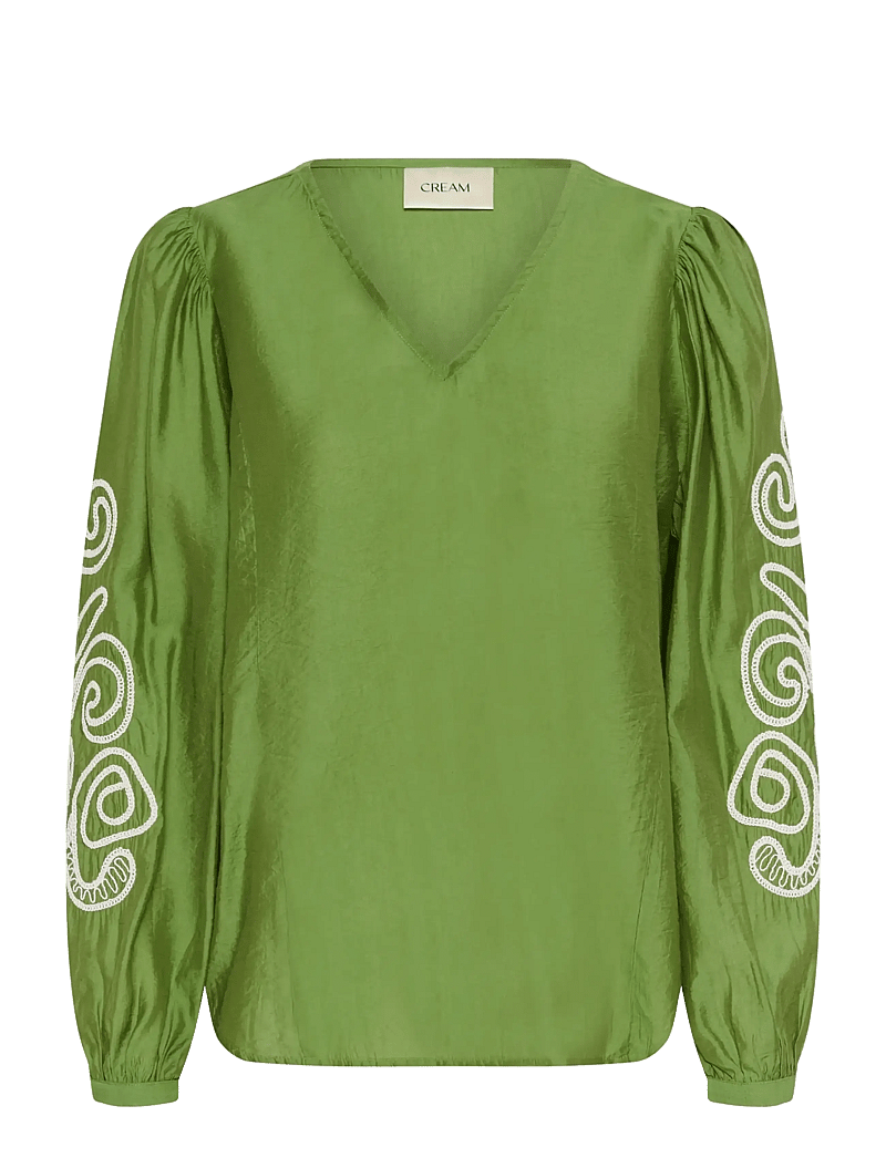 Cream - CRDanielle Blouse - long sleeved blouses - jade green - 0