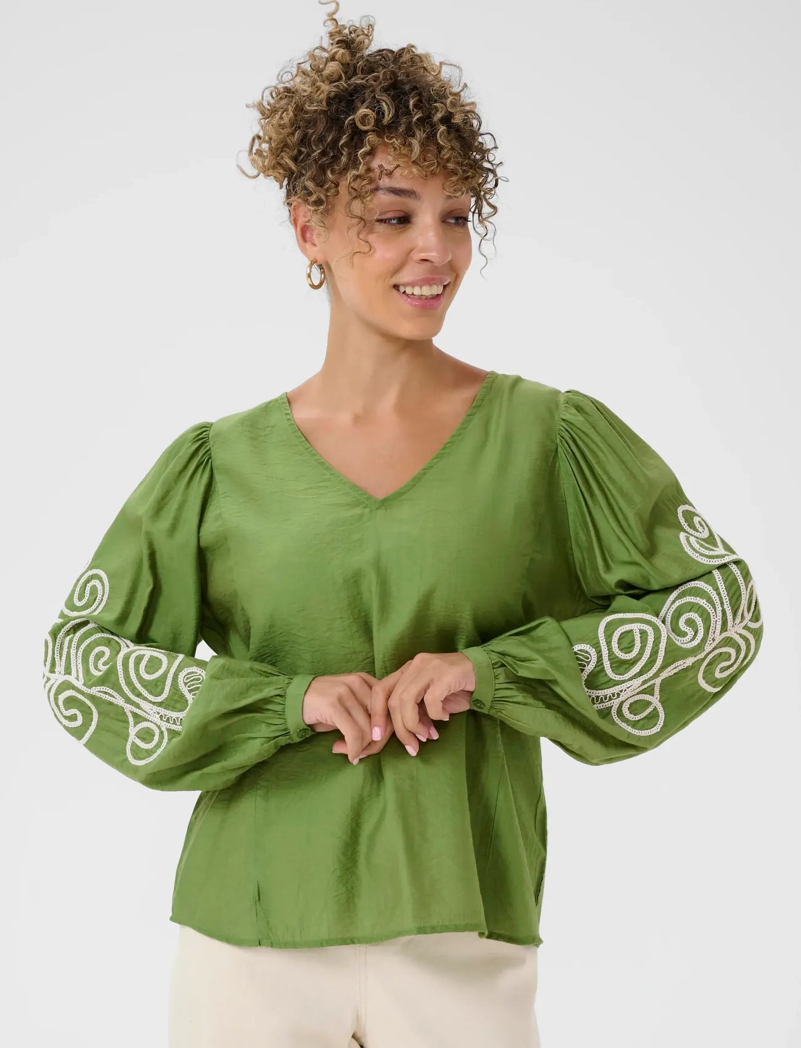 Cream - CRDanielle Blouse - langærmede bluser - jade green - 2