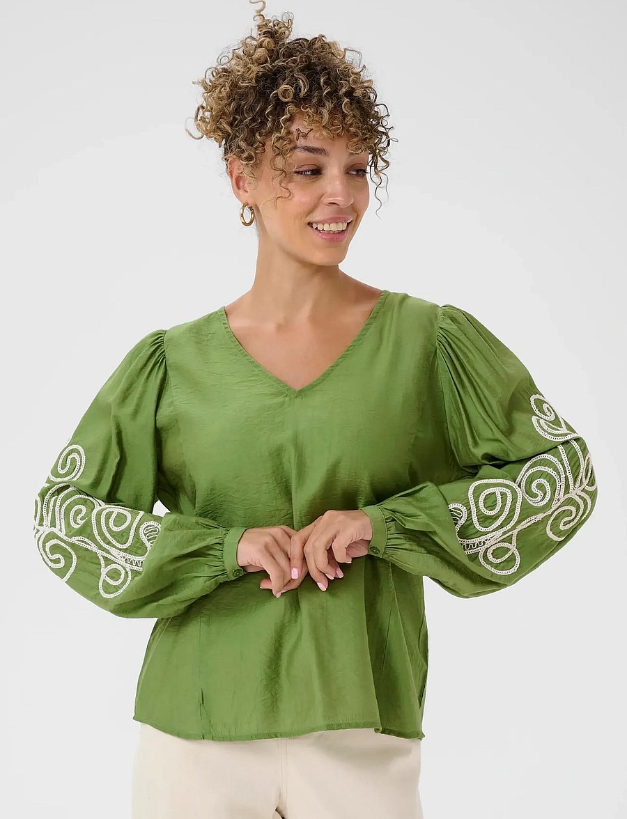 Cream - CRDanielle Blouse - langærmede bluser - jade green - 2