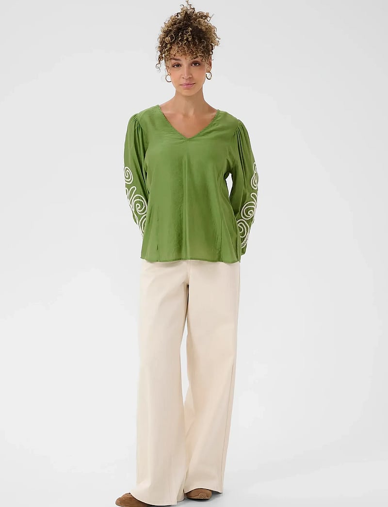 Cream - CRDanielle Blouse - long sleeved blouses - jade green - 3