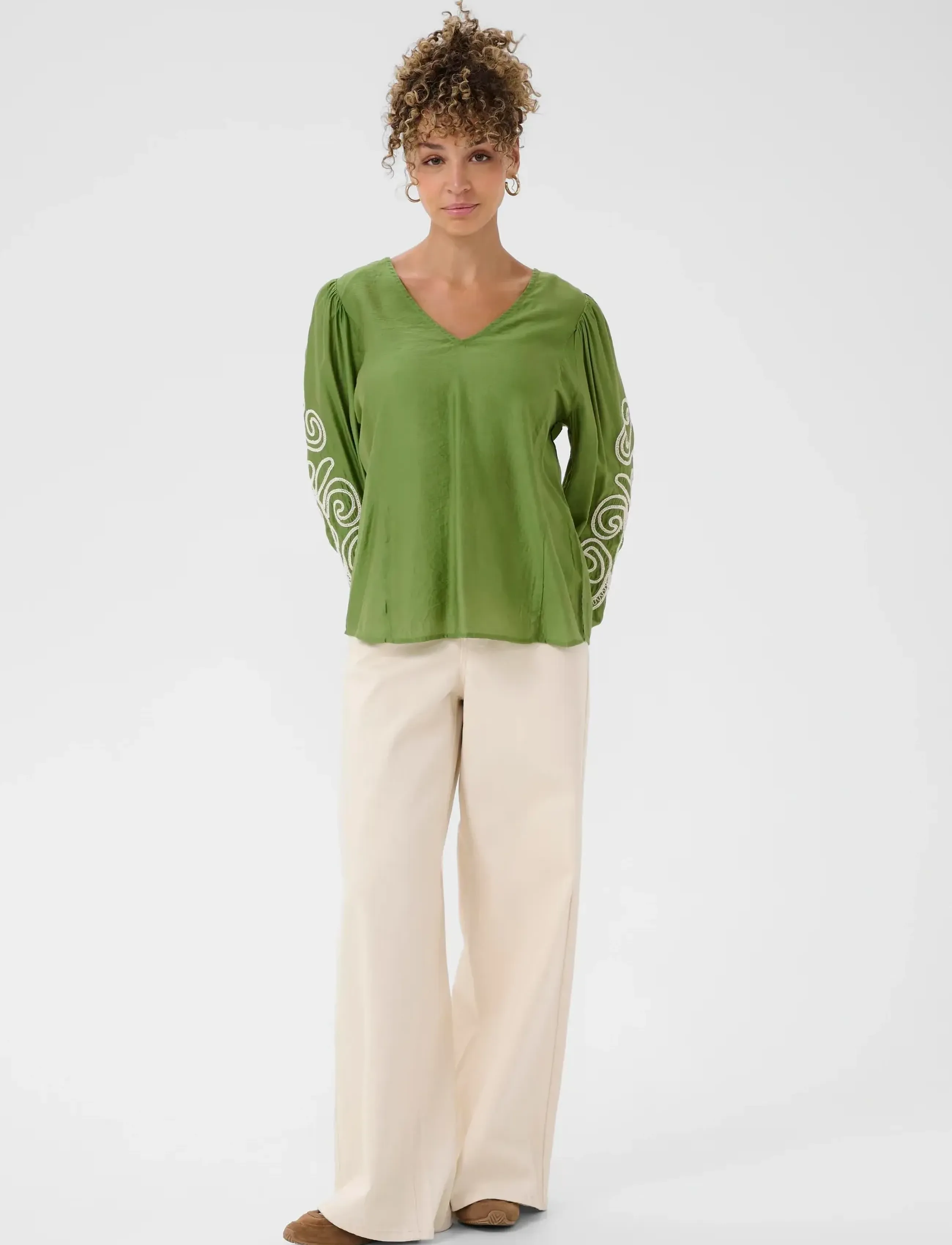 Cream - CRDanielle Blouse - langærmede bluser - jade green - 3