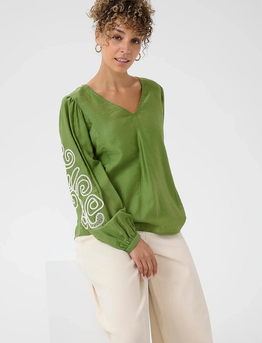 Cream - CRDanielle Blouse - langærmede bluser - jade green - 5