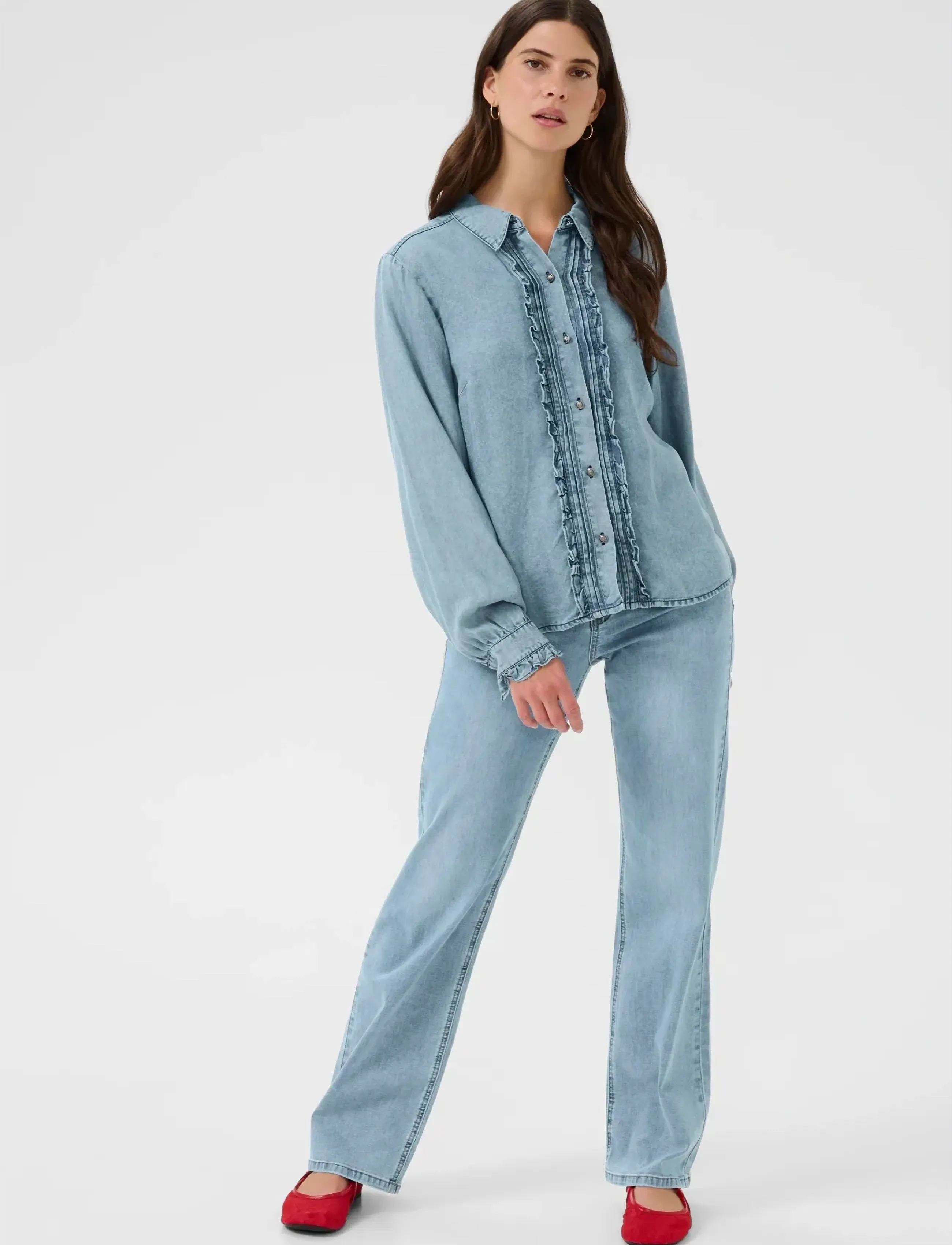 Cream - CREllie Blouse - jeanshemden - seattle mid blu denim - 3