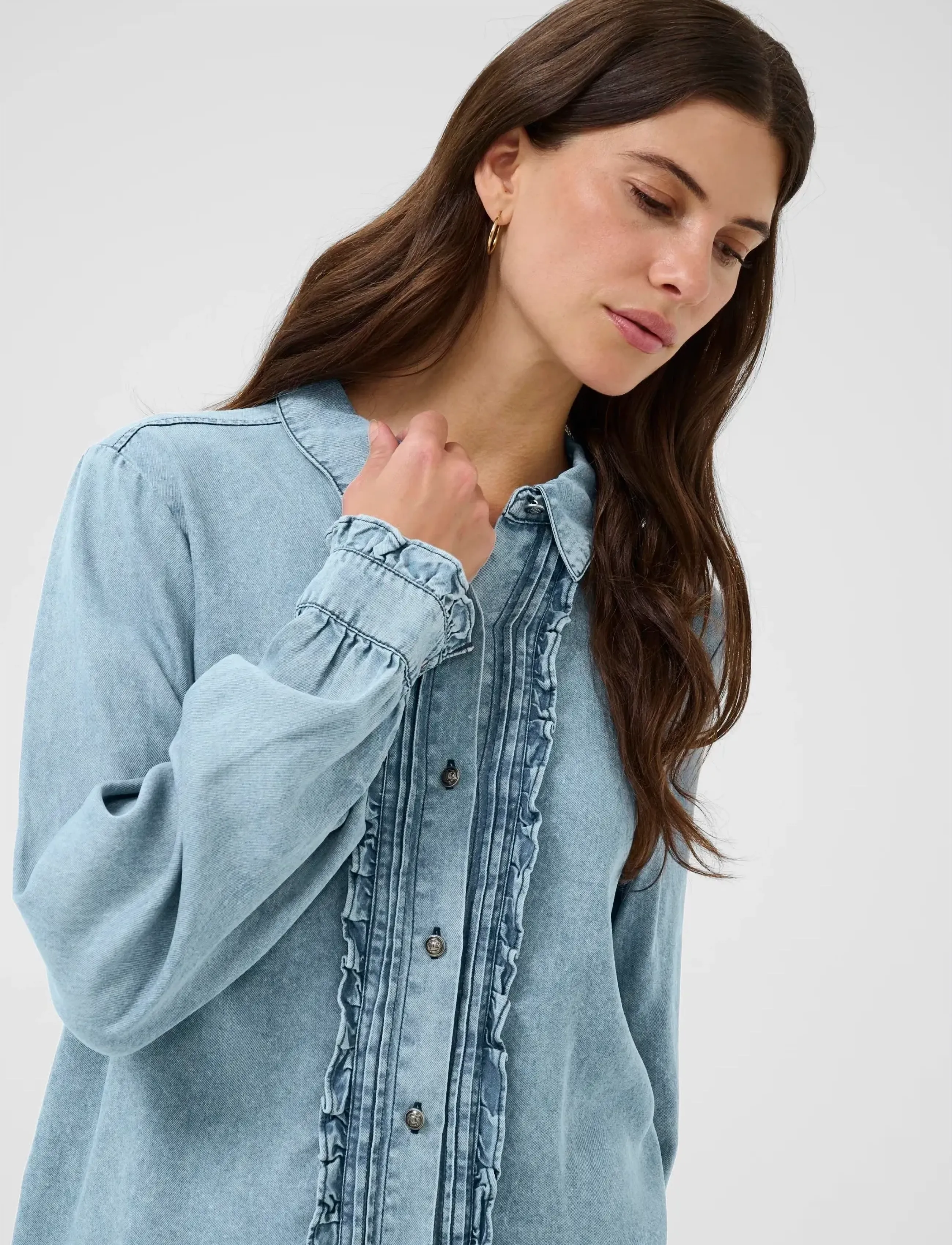 Cream - CREllie Blouse - jeanshemden - seattle mid blu denim - 5