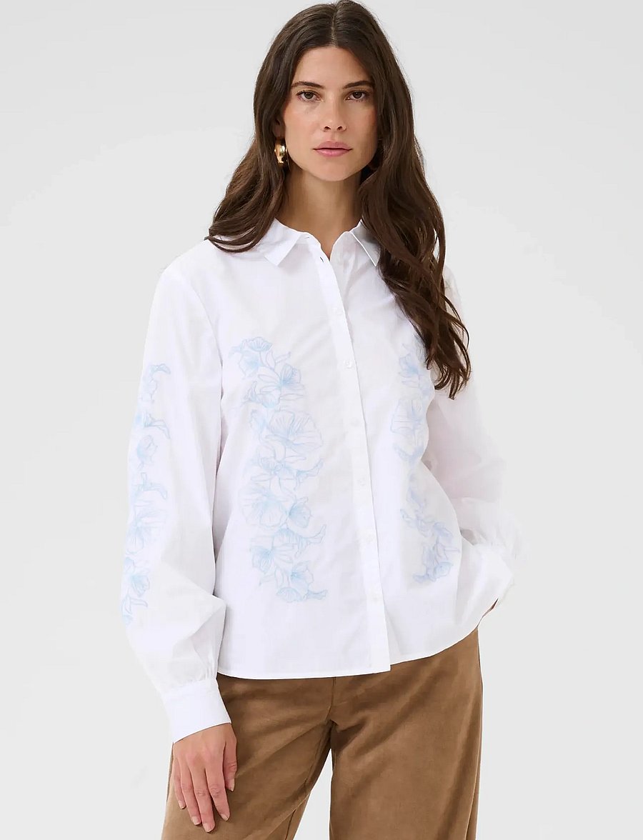 Cream - CRJolene Shirt - krekli ar garām piedurknēm - snow white - 0