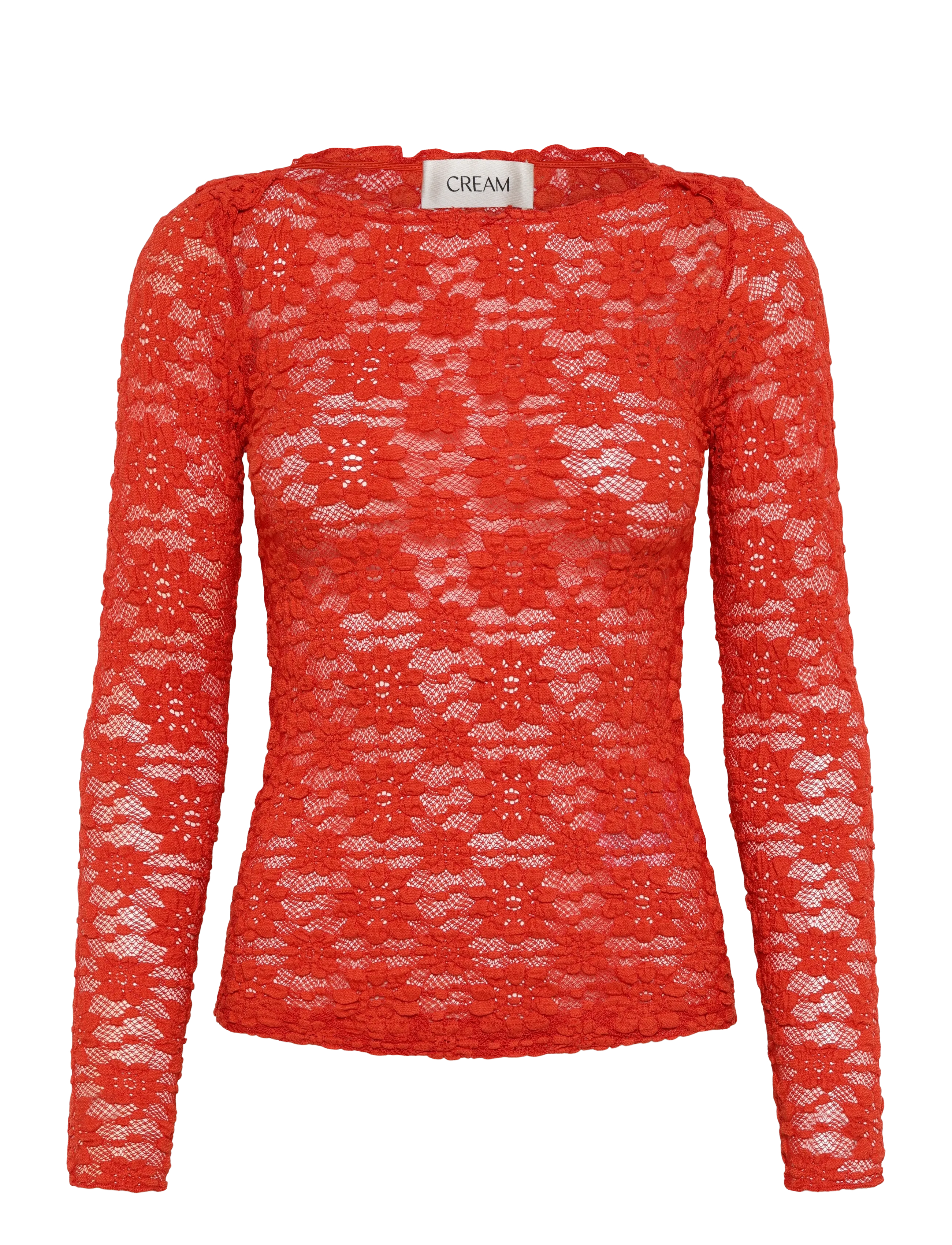 Cream Crmaddie Blouse, Kvinder, Langærmet Blondebluse, Rød, Str: XXL