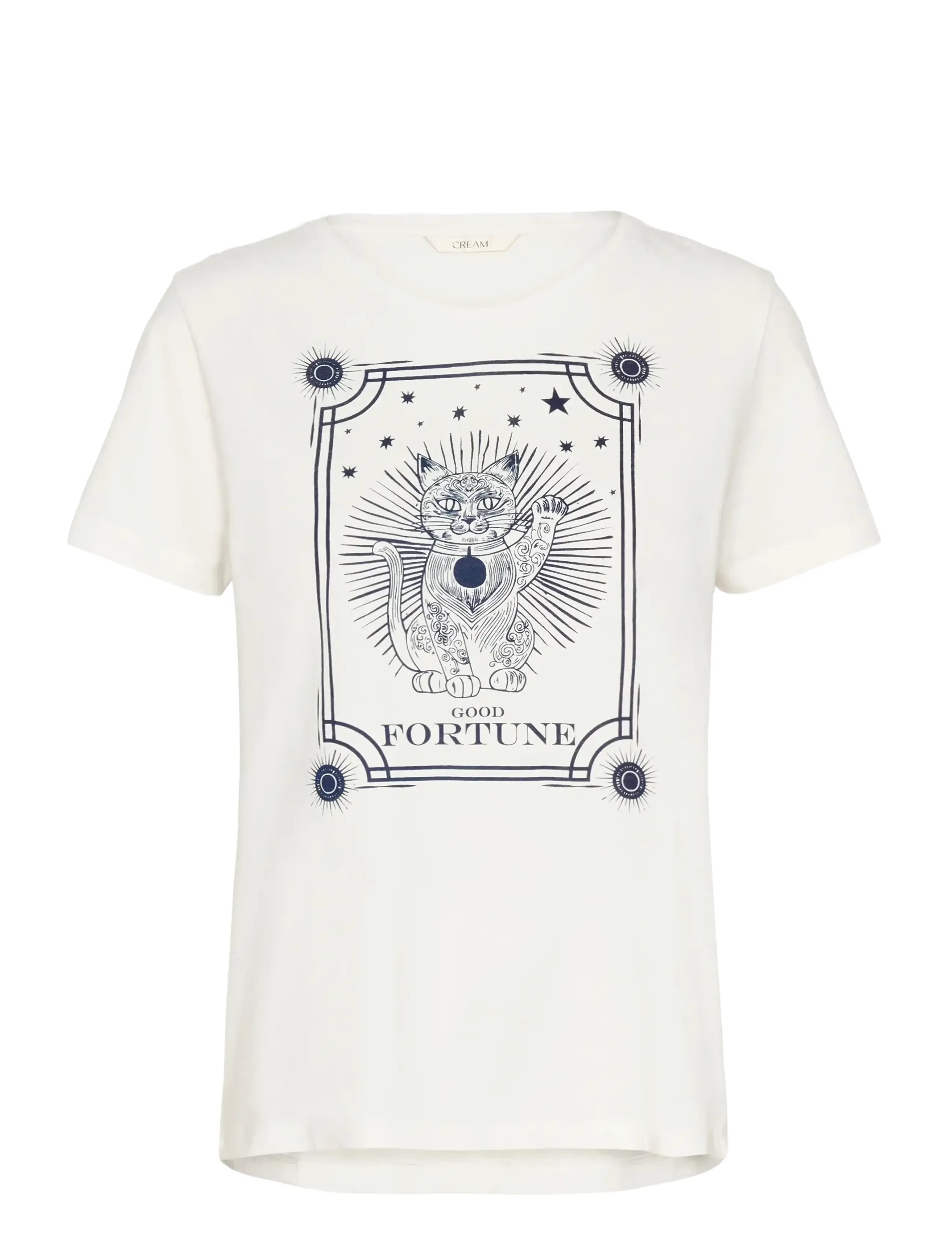 Cream CRNikita T-Shirt - Nyheder - NAVY FORTUNE CAT / cream