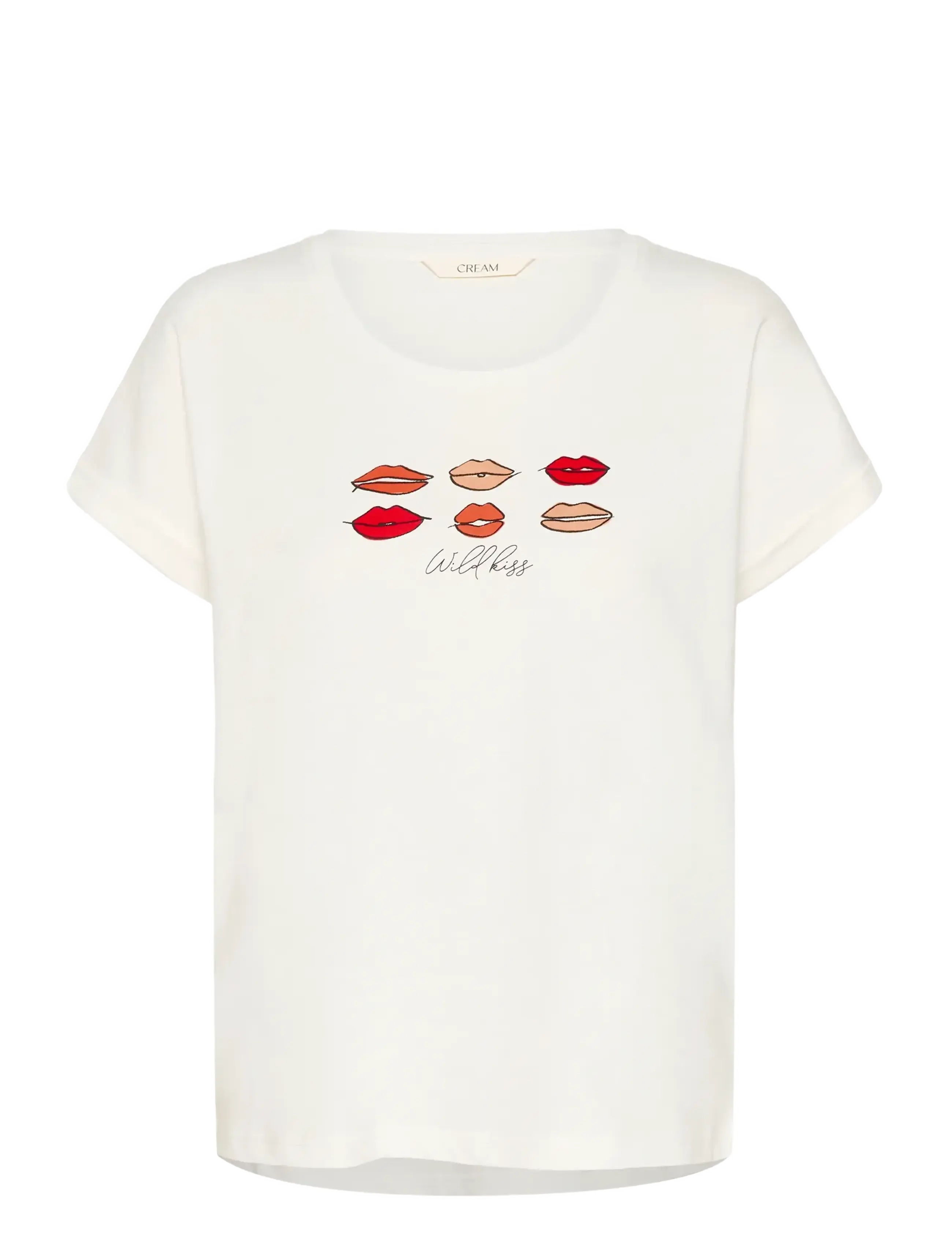 Cream Crlumilla T-Shirt, Kvinder, Kys Print T-Shirt, Cream, Str: M