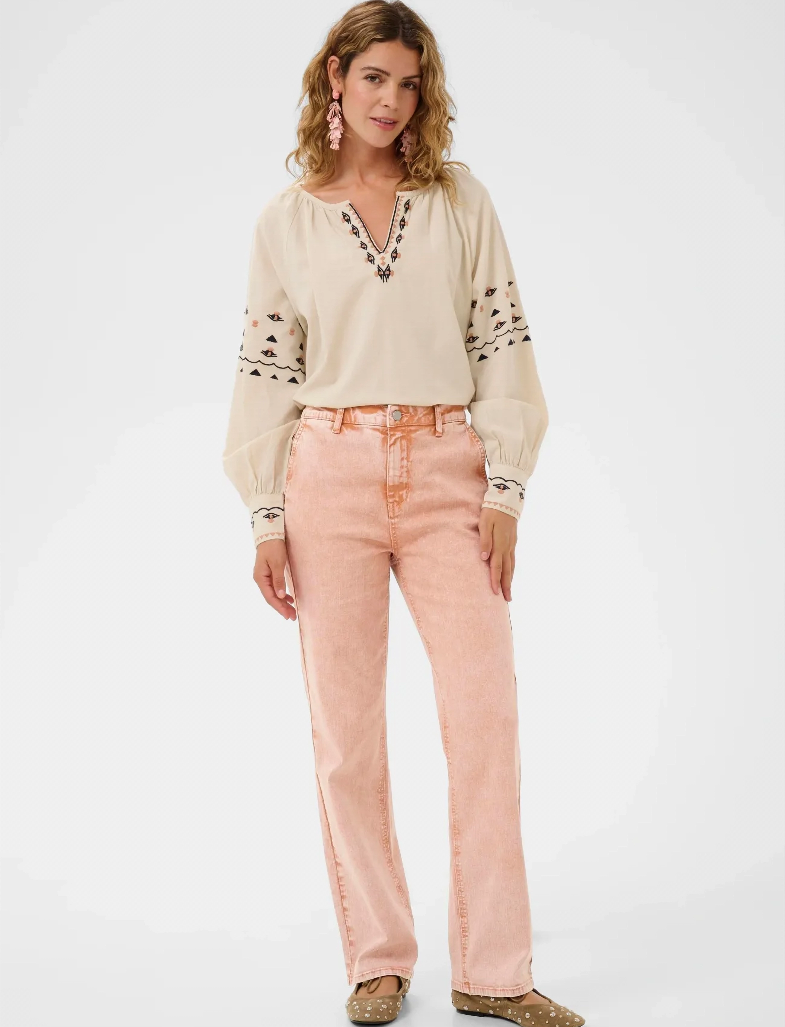 Cream - CRVisti Straight Washed Twill - beinar gallabuxur - washed cafe creme - 3