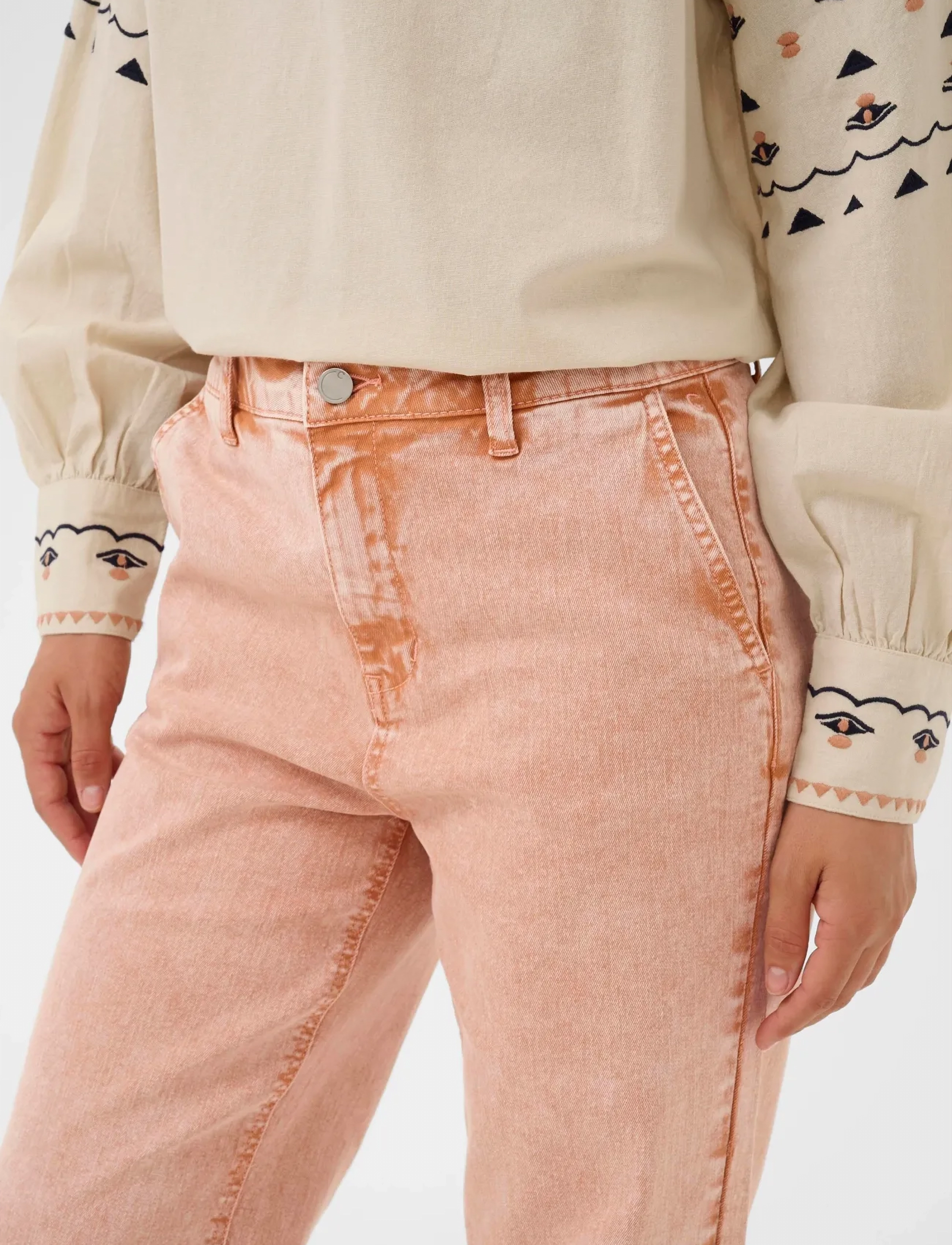 Cream - CRVisti Straight Washed Twill - beinar gallabuxur - washed cafe creme - 5