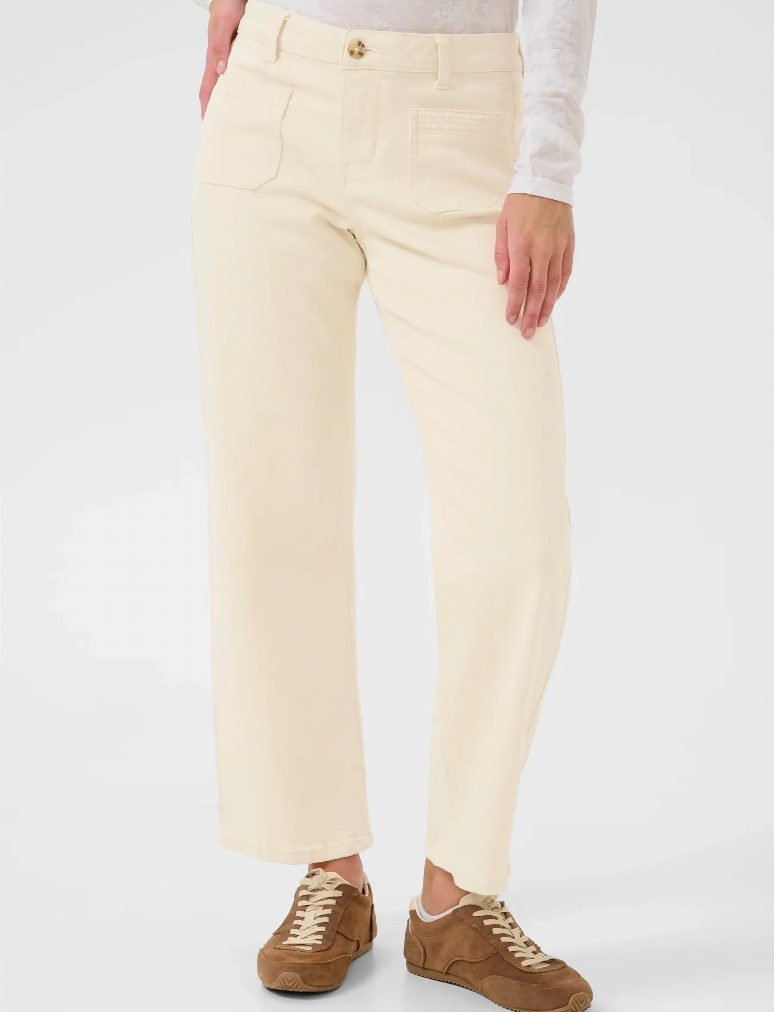 Cream Crnatalia 7/8 Straight Twill Coco, Kvinder, 7/8 Lige Bukser, Cream, Str: 28