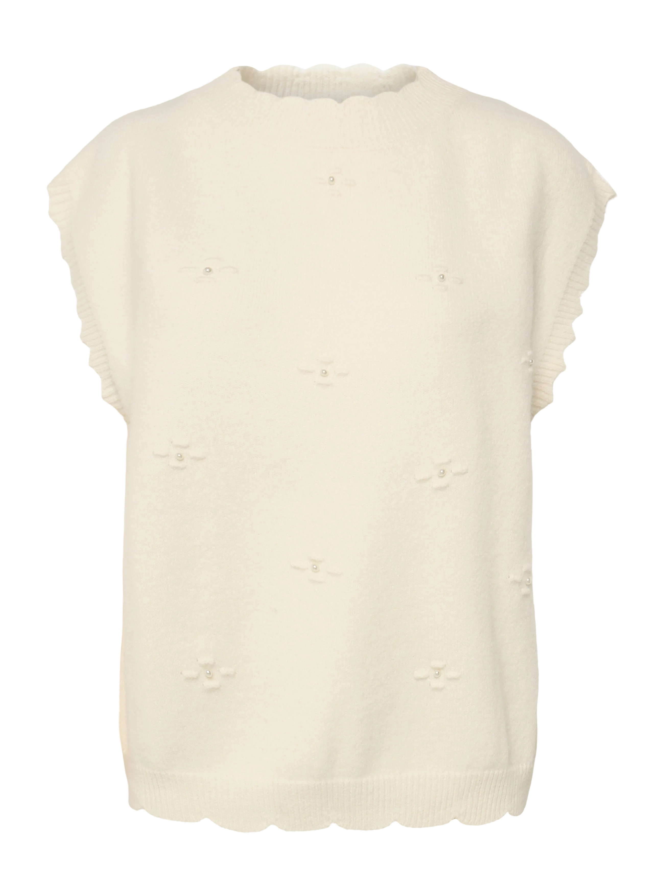 Cream Cravie Knit Slipover, XS/S, Westen, Creme - Knitted Frauen