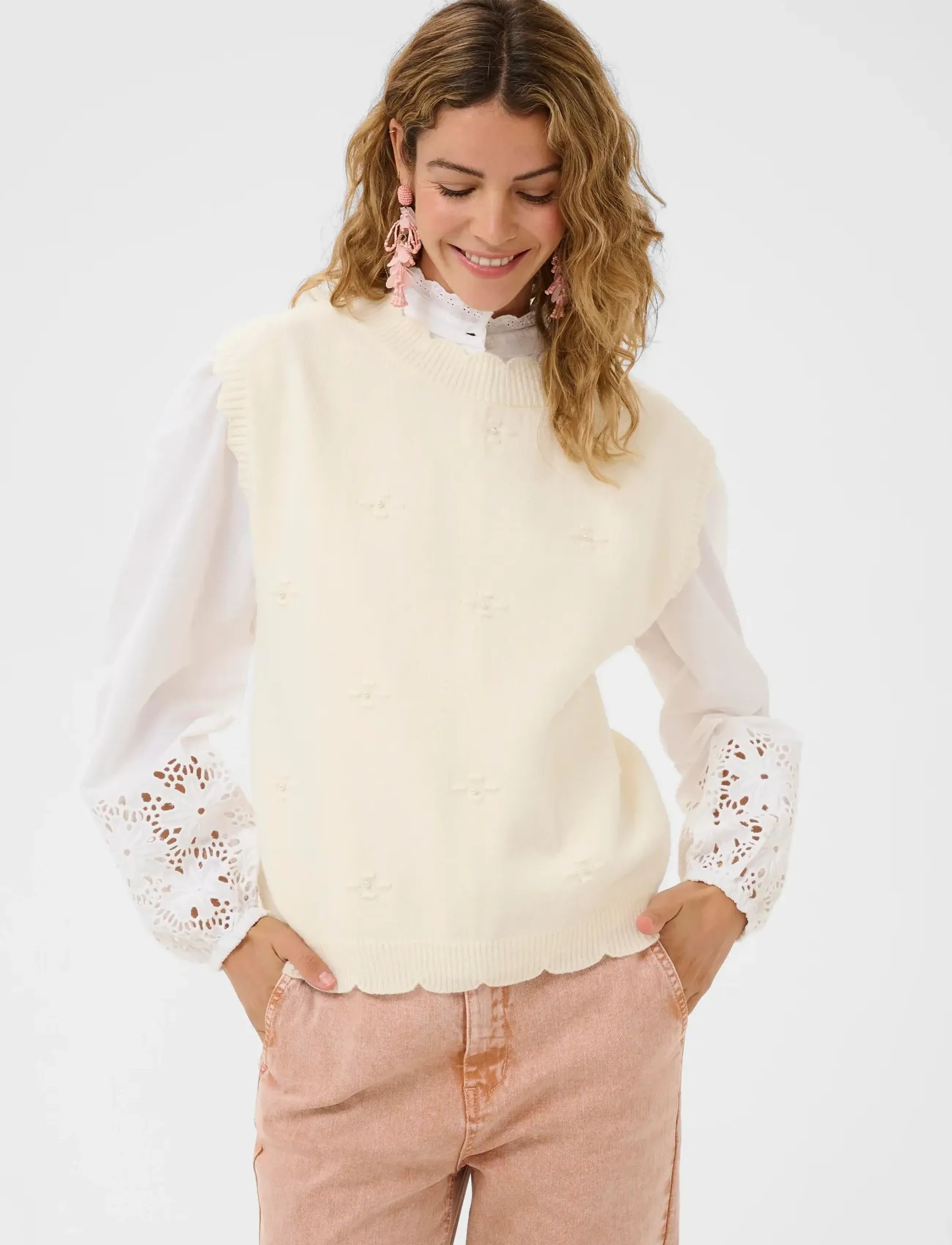 Cream - CRAvie Knit Slipover - whisper white - 4