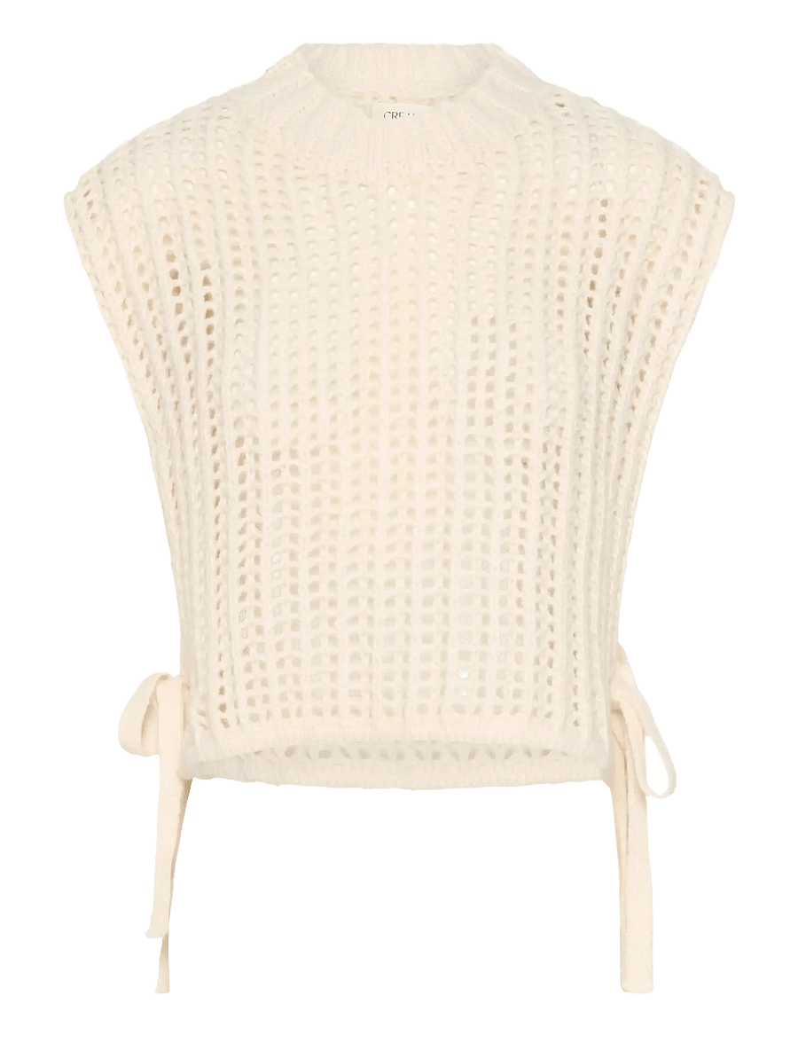 Cream - CRWullie Knit Slipover - knitted vests - whisper white - 1