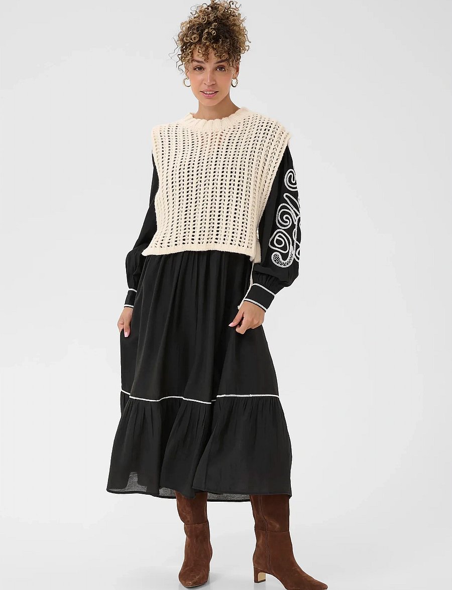 Cream - CRWullie Knit Slipover - knitted vests - whisper white - 3