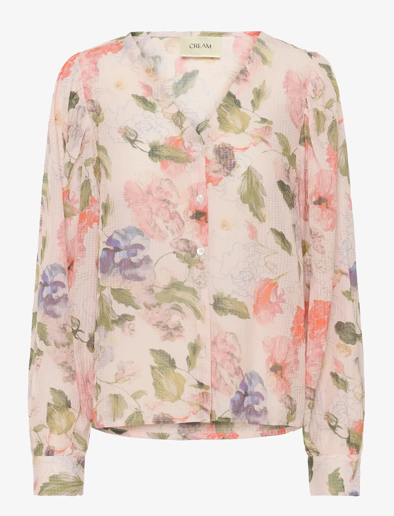 Cream - CRLucia Blouse - long sleeved blouses - sepia rose flower - 1