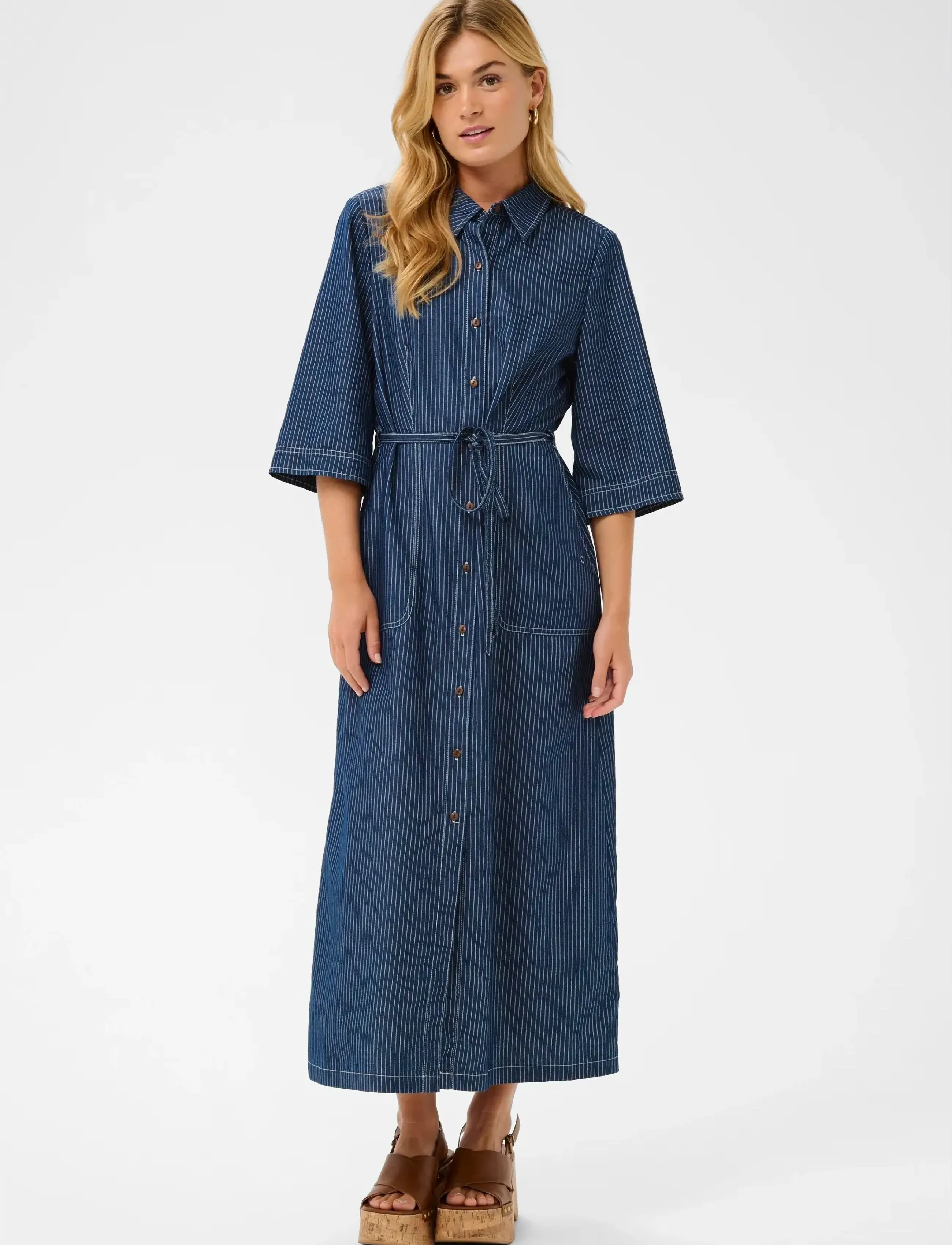 Cream Cragate Denim Dress, 46, Dresses, Marineblau - Shirt Frauen