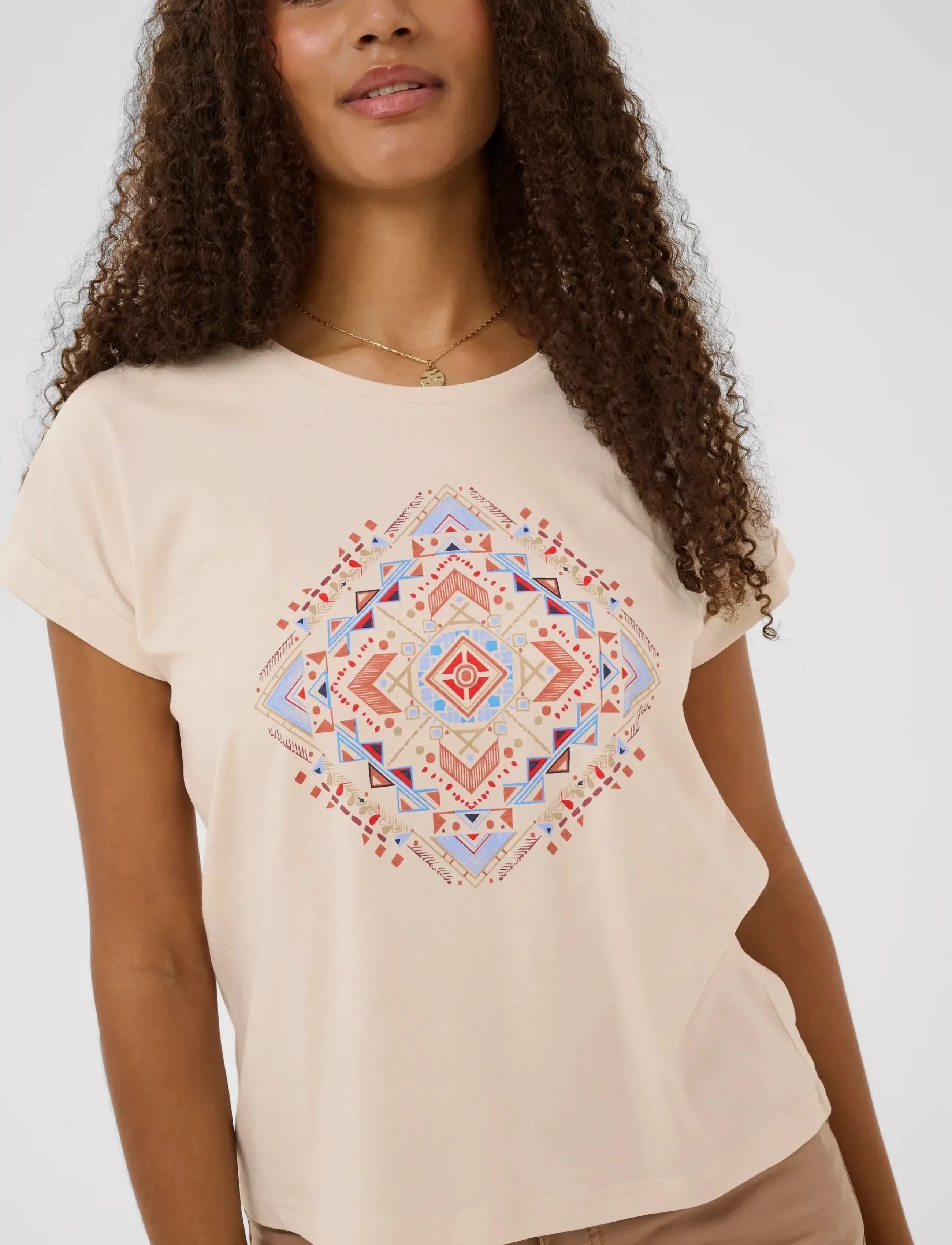 Cream - CRWrikki T-Shirt - t-shirts - red aztec - 5