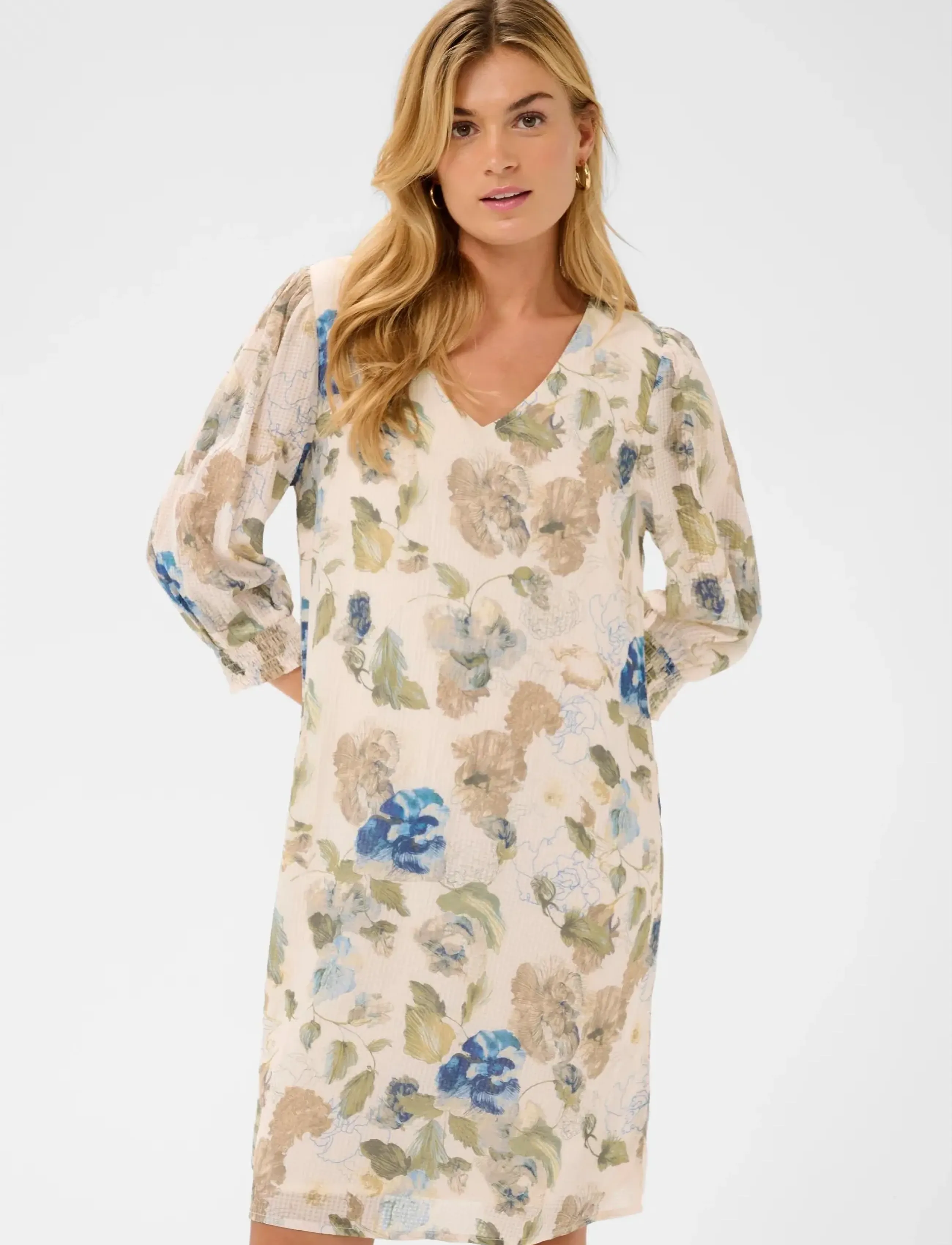 Cream CRLucia Short Dress - Minikleidid - HAILEY PRINT WITH BLUE / cream