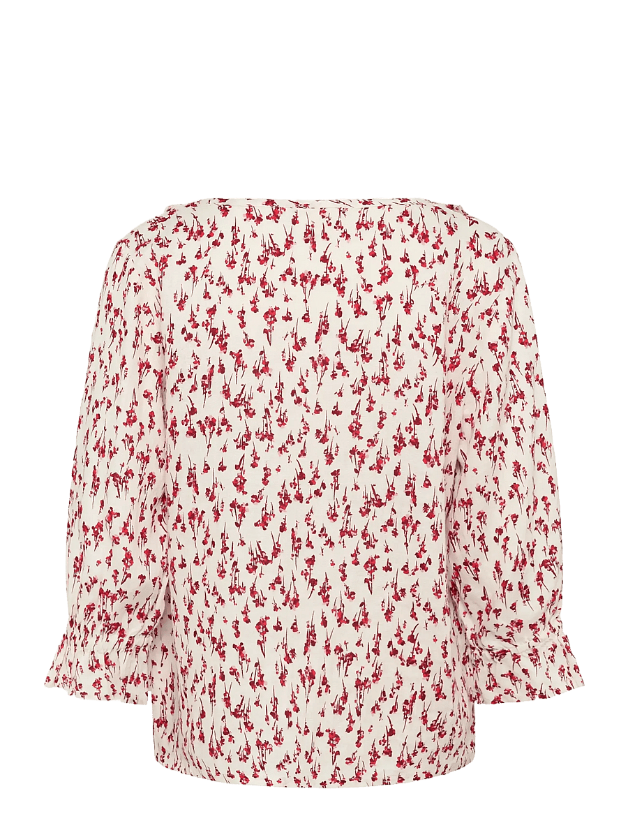 Cream - CRBellis Frill Blouse - langärmelige blusen - small flower print - 1