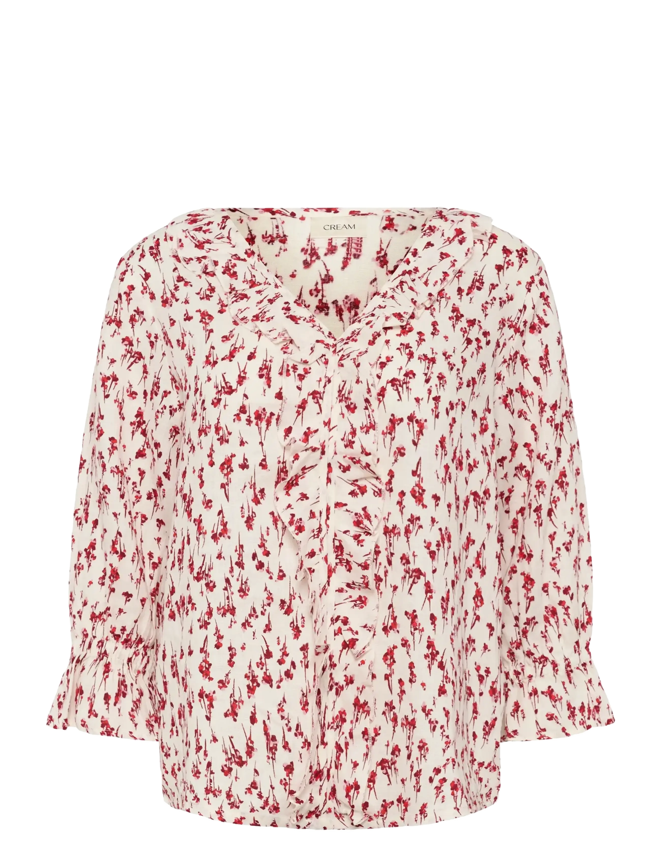 Cream - CRBellis Frill Blouse - långärmade blusar - small flower print - 2
