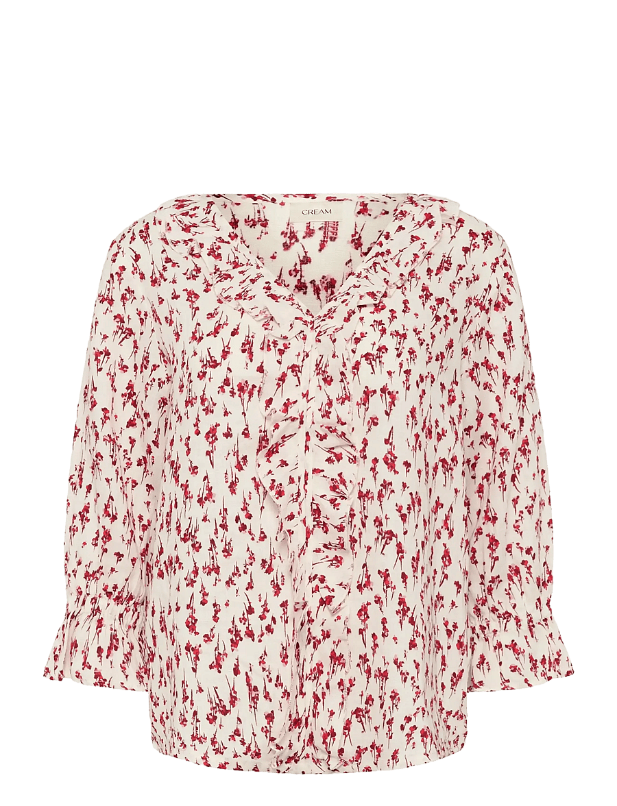 Cream - CRBellis Frill Blouse - langärmelige blusen - small flower print - 2