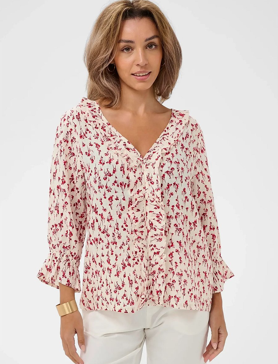 Cream - CRBellis Frill Blouse - langärmelige blusen - small flower print - 0