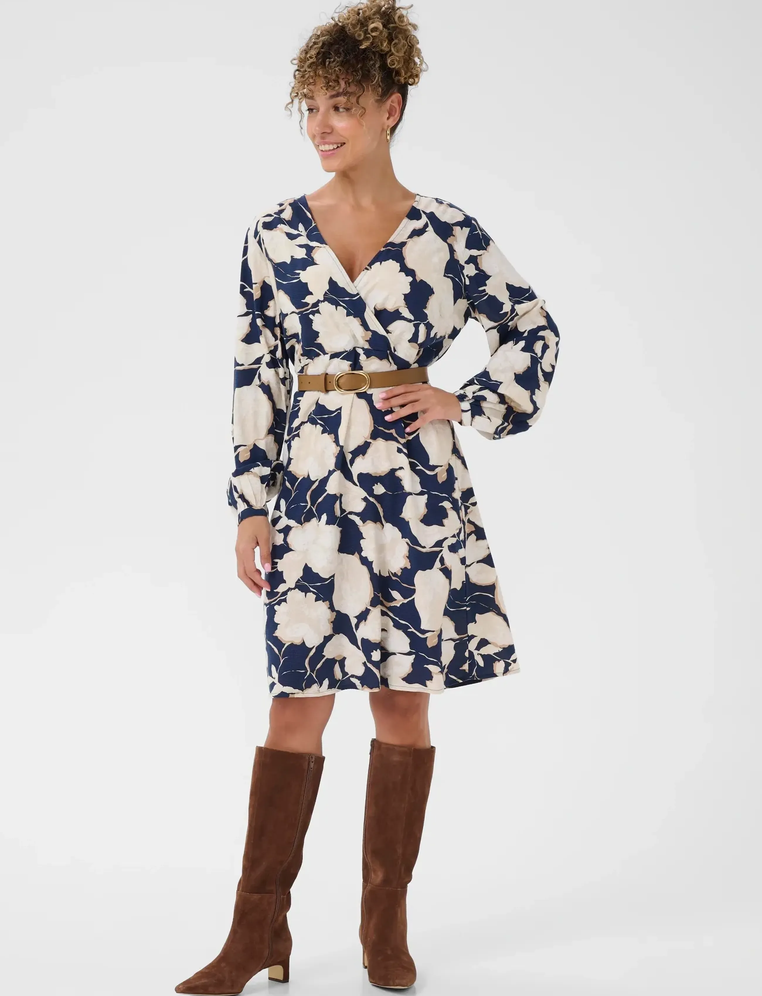 Cream - CRLucca Dress - wrap dresses - navy flower print - 3