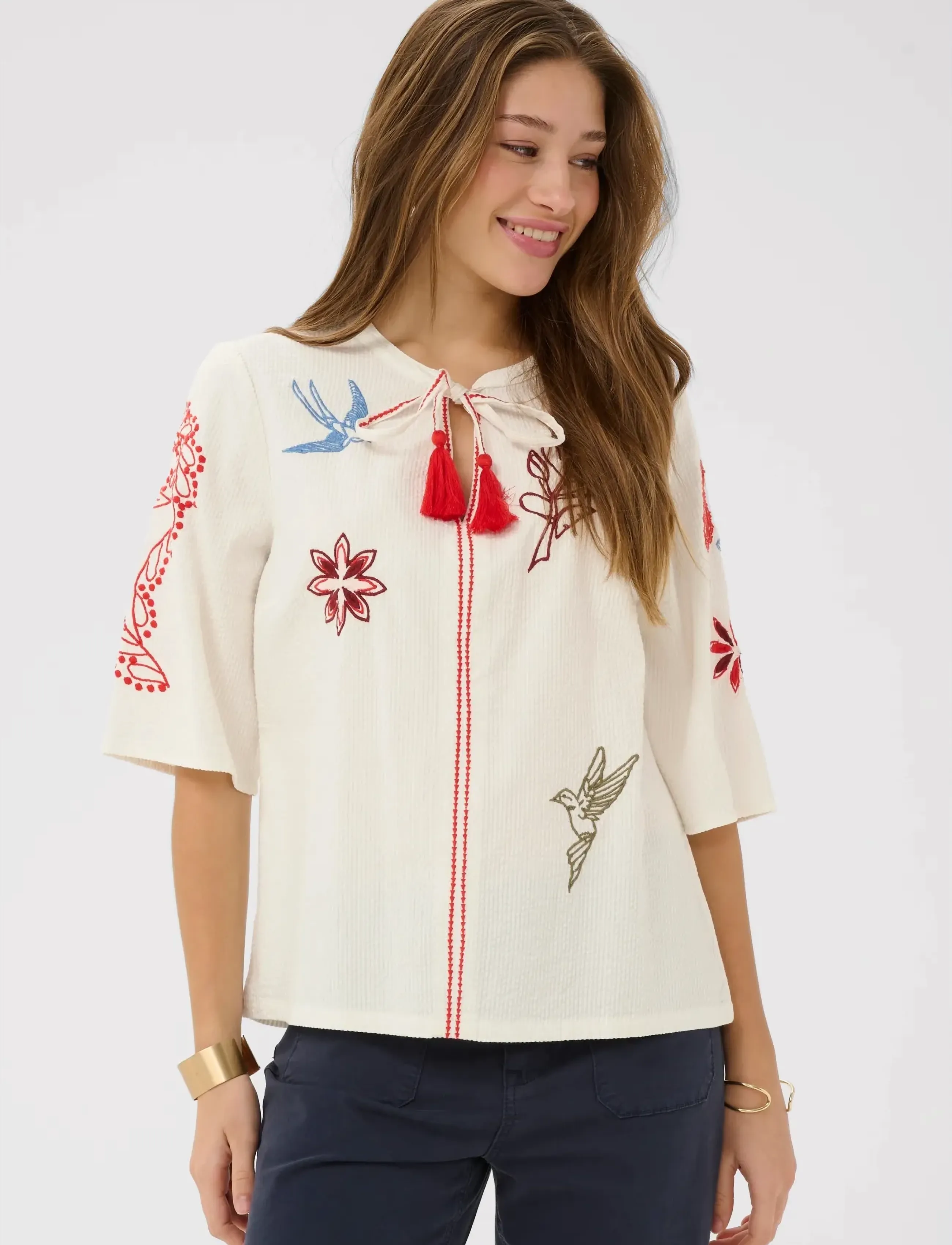 Cream Crrosetta Blouse, 36, Cream, Bluser > Kortærmede, Dame