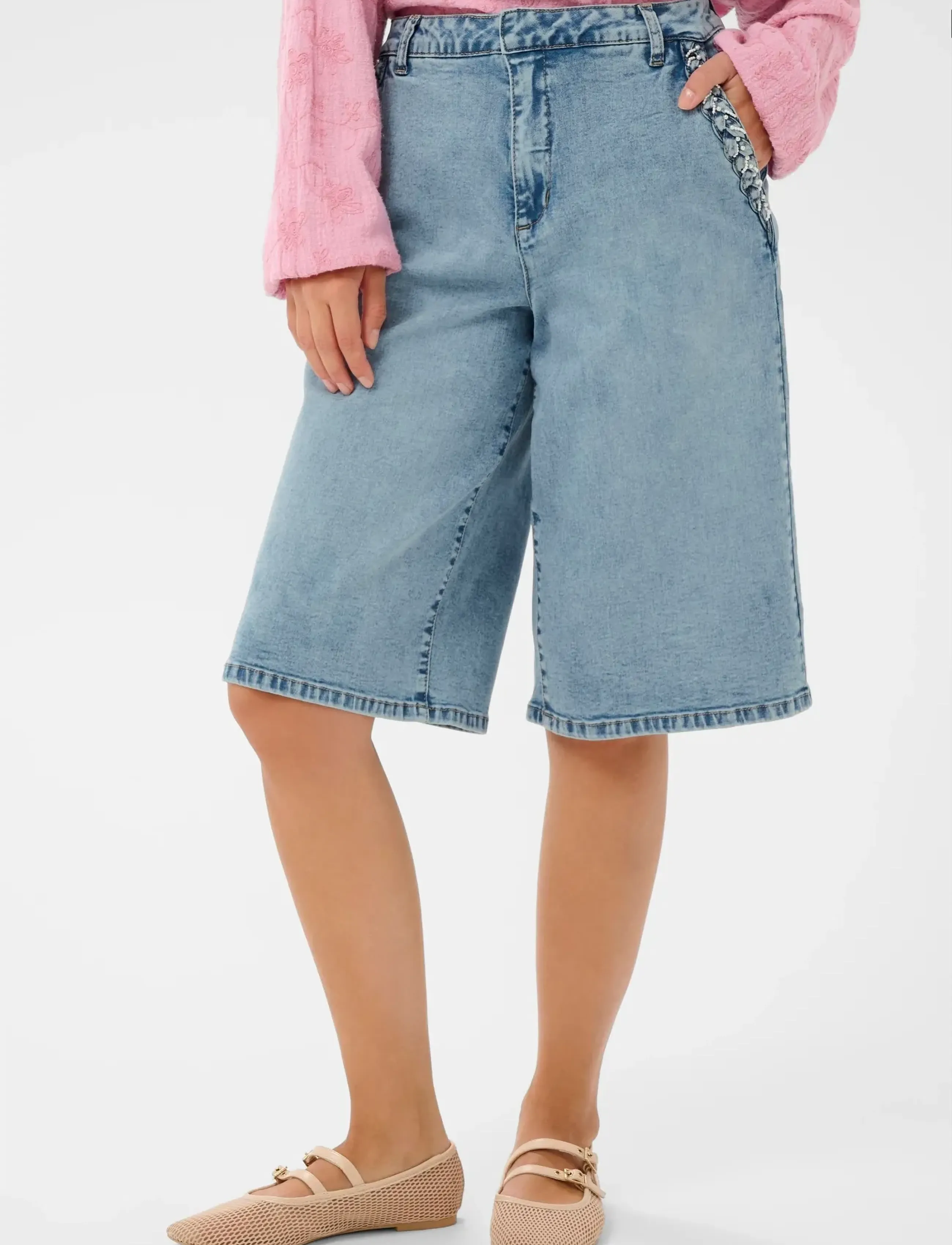 Cream Crvisti Bermuda Shorts, Kvinder, Denim Bermuda Shorts, Blå, Str: 46