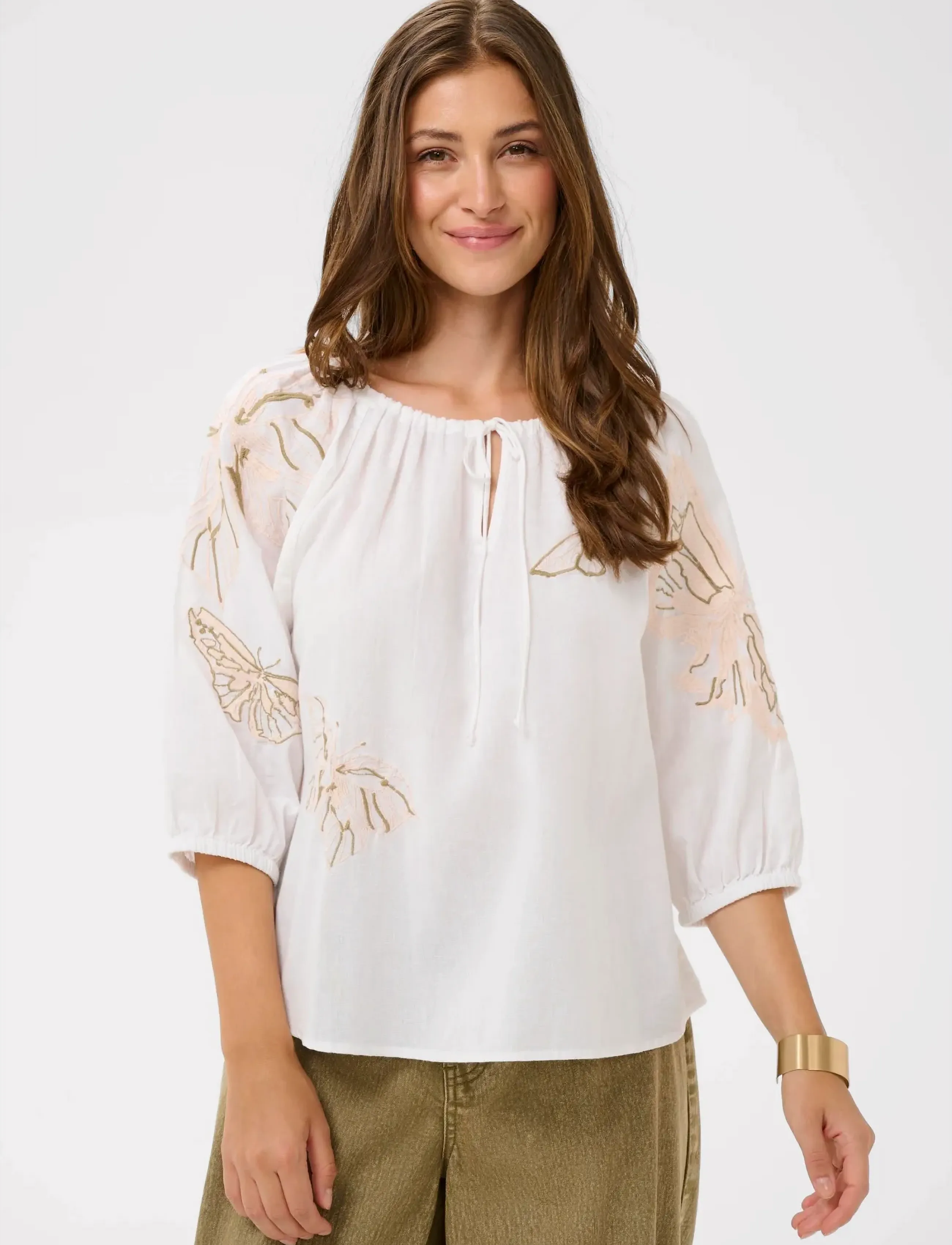 Cream Crbrianna Blouse, Kvinder, Sommerfuglebroderet Bluse, Hvid, Str: 38