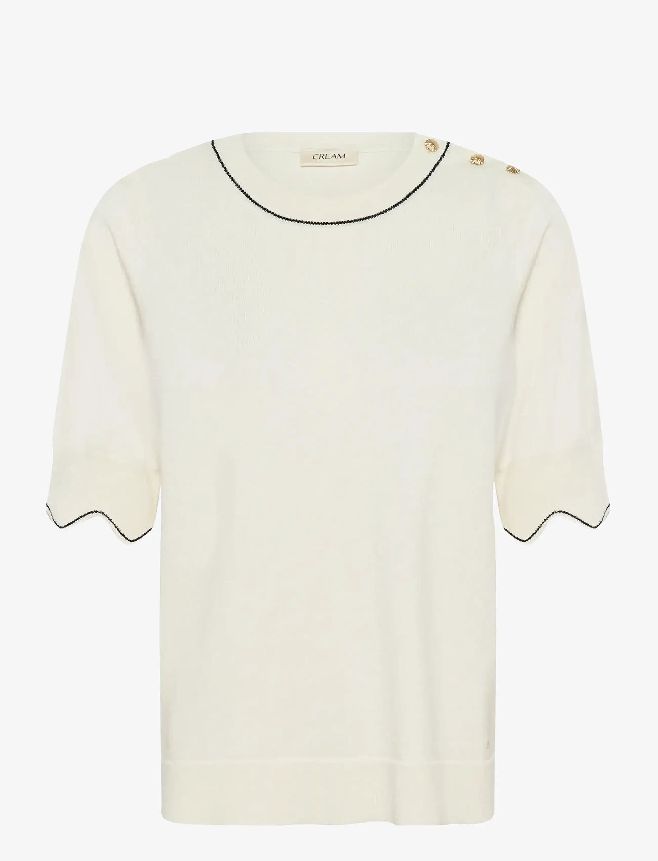 Cream - CRVillea Knit Blouse - kurzämlige blusen - whisper white - 1