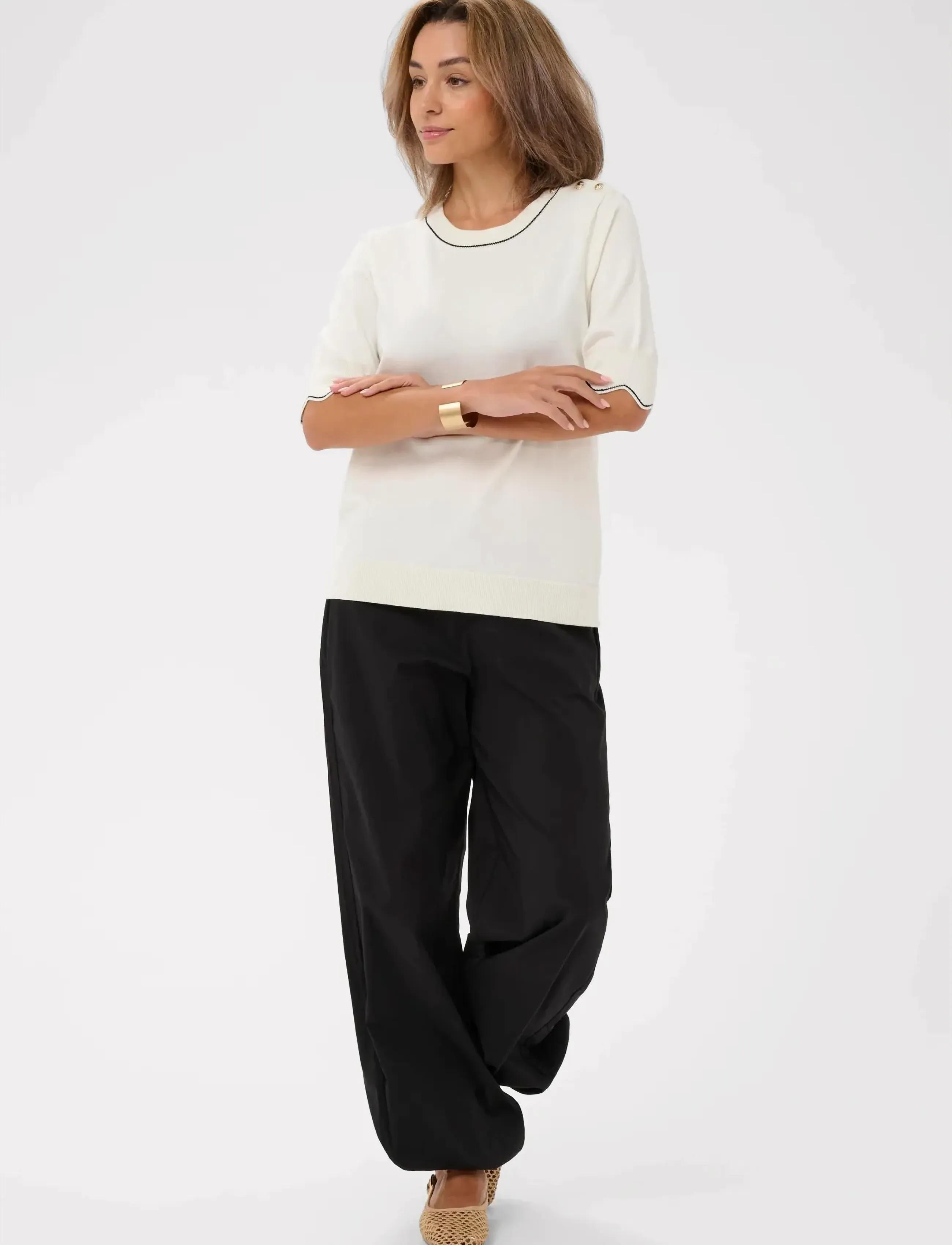 Cream - CRVillea Knit Blouse - whisper white - 3