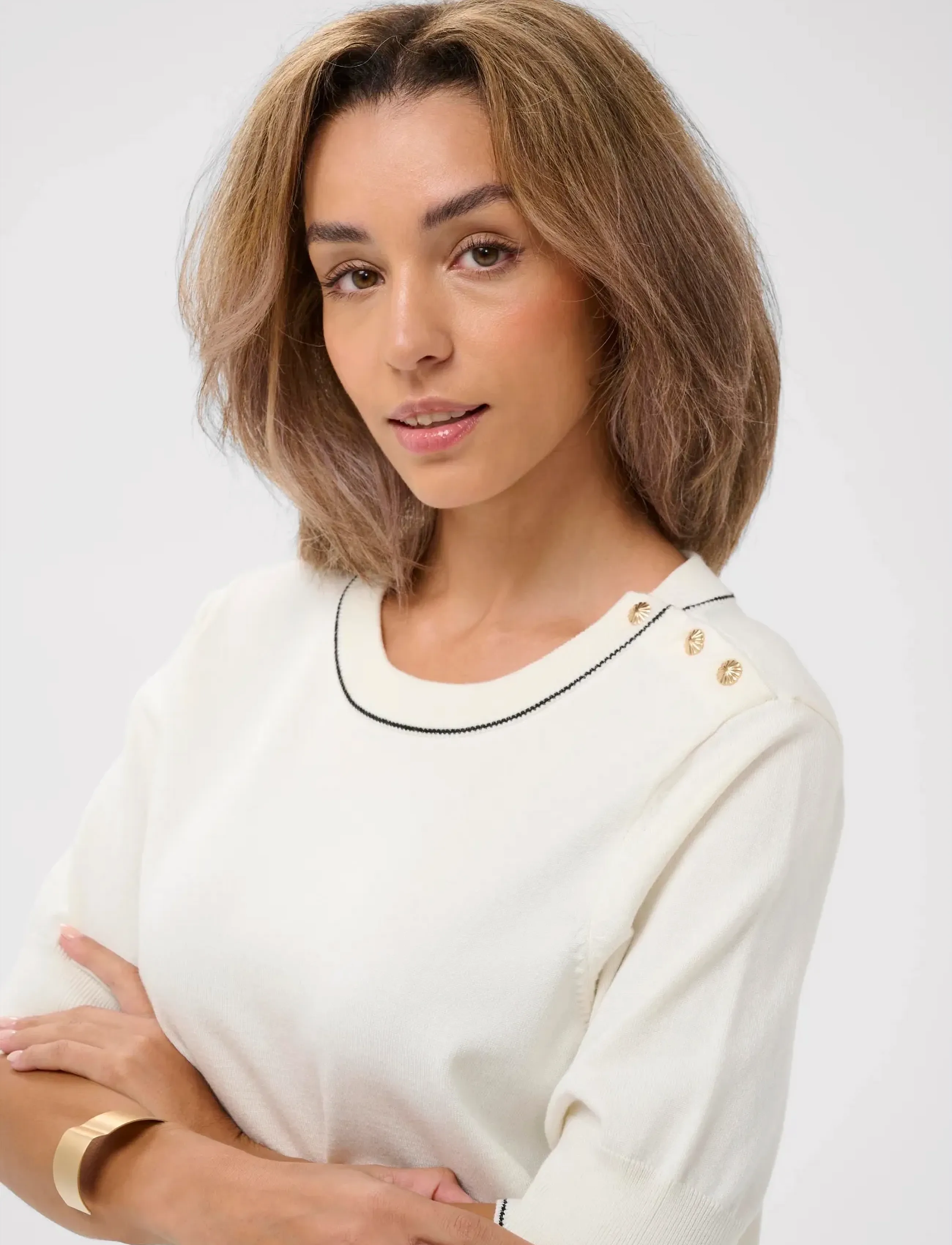 Cream - CRVillea Knit Blouse - whisper white - 5