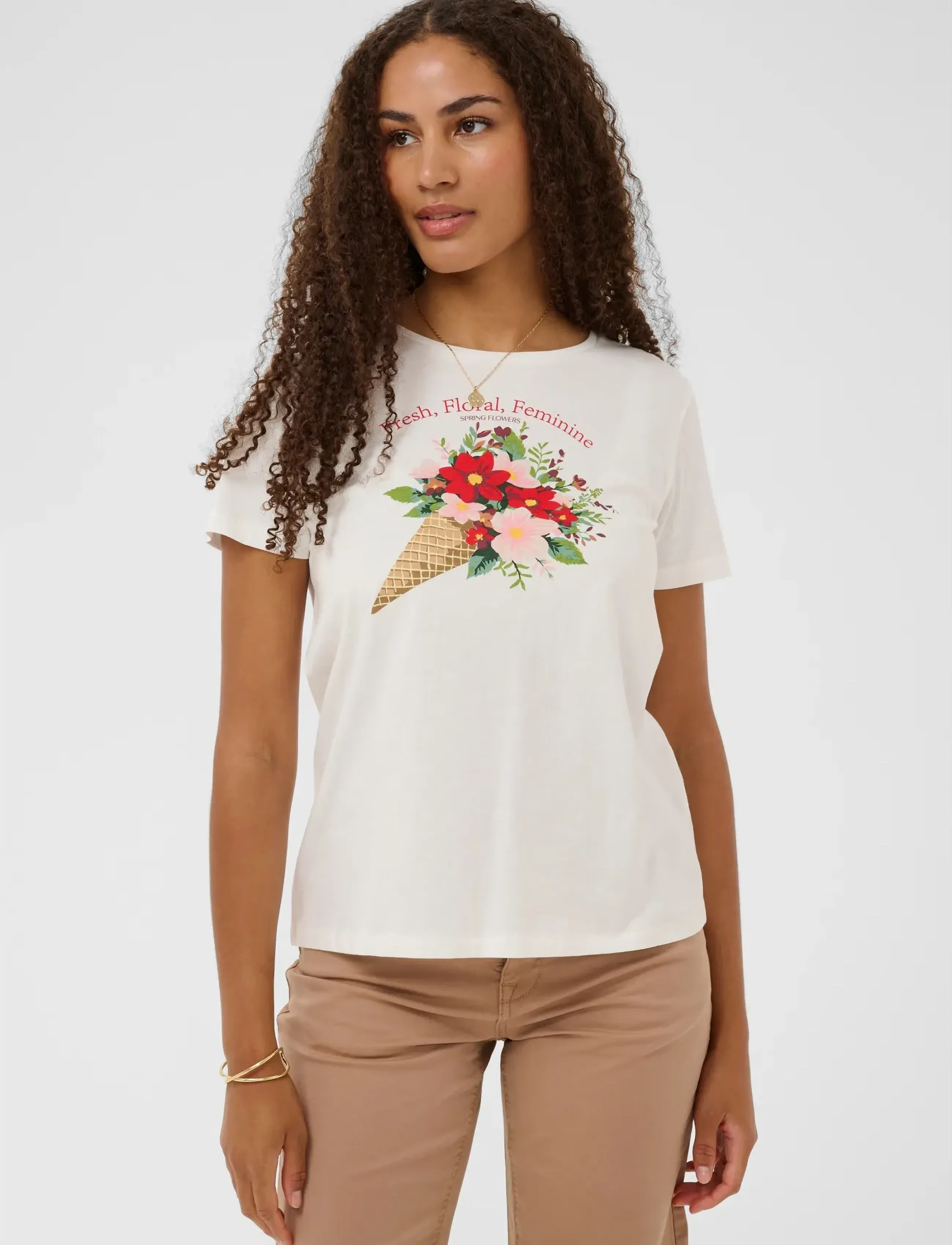 Cream Crjoliy T-Shirt, M, T-shirts & Oberteile, Creme - Short-sleeved, Frauen
